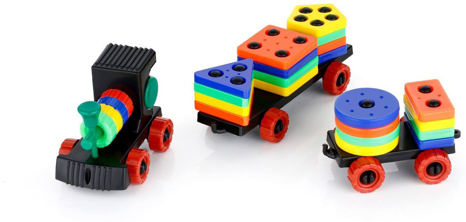 Image of TOOBIL Train Toddler Toys, Shape Sorter and Stacking Wooden Toys, Puzzle Toys
