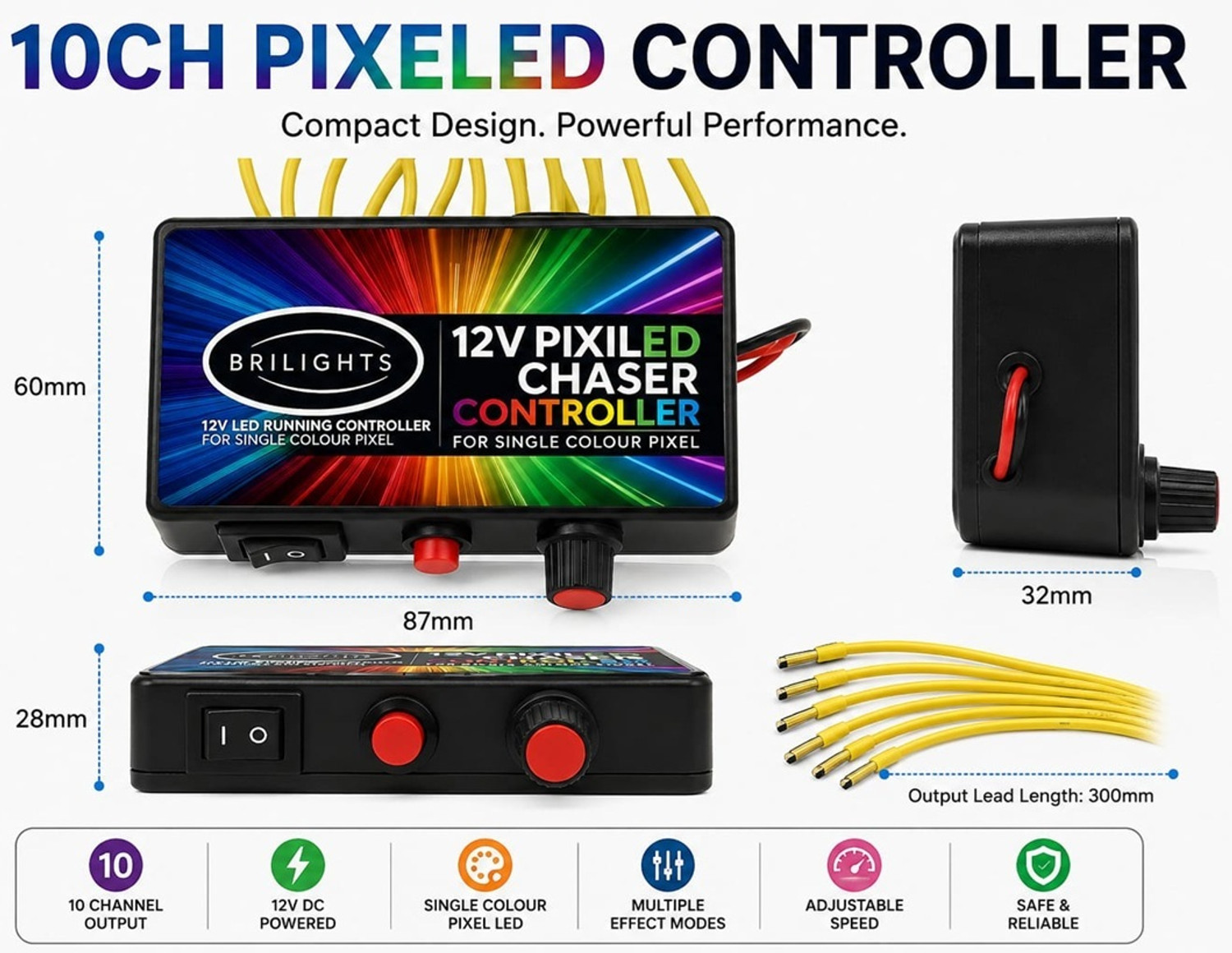 Image of EASTRA PREMIUM LED Running Chaser Controller, 10 Channel, Single Colour Pixel LED Module Electronic Hobby Kit