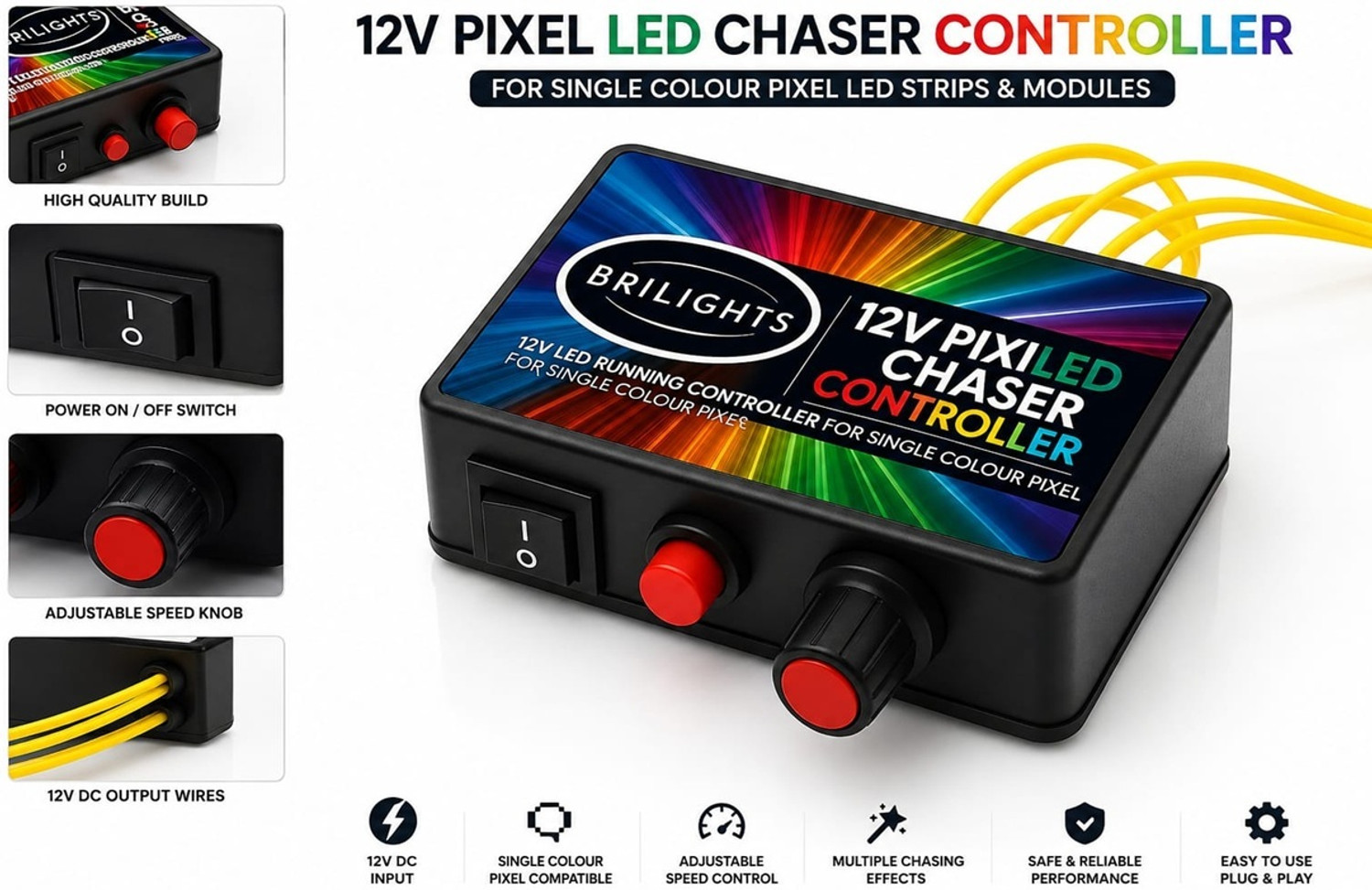 Image of EASTRA PREMIUM LED Running Chaser Controller, 10 Channel, Single Colour Pixel LED Module Electronic Hobby Kit