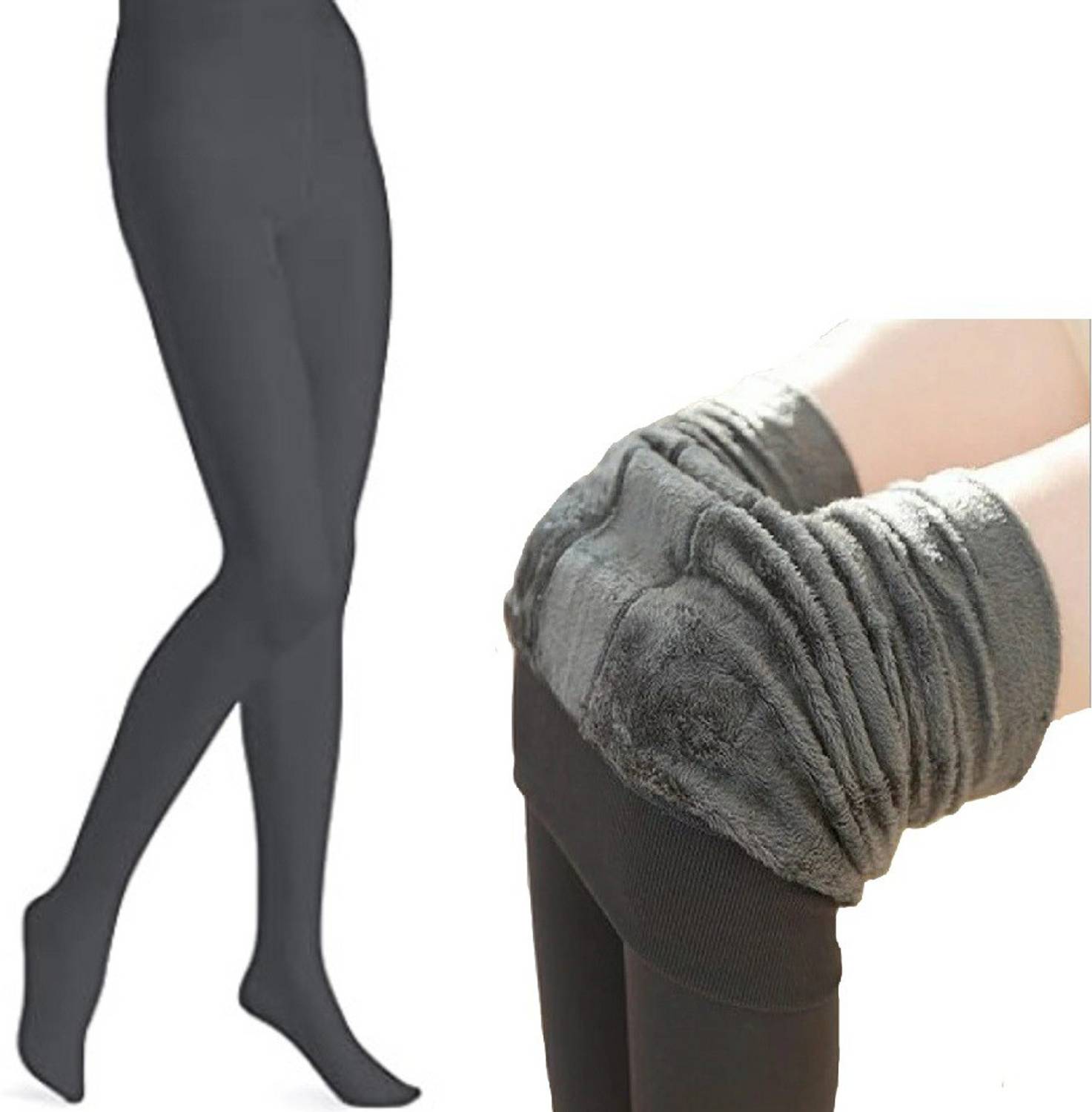 AlexVyan Length Footed (24 to 36 Waist) Stretchable Warm Thick Fur Soft Fleece Legging Women Pyjama Thermal
