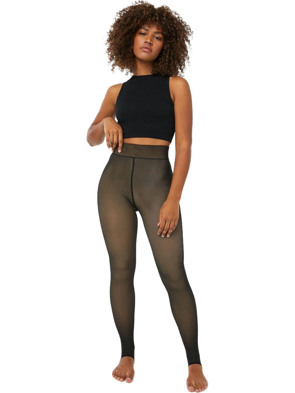 Image of Yuneek Footed Winter Wear Legging (Black, Solid)