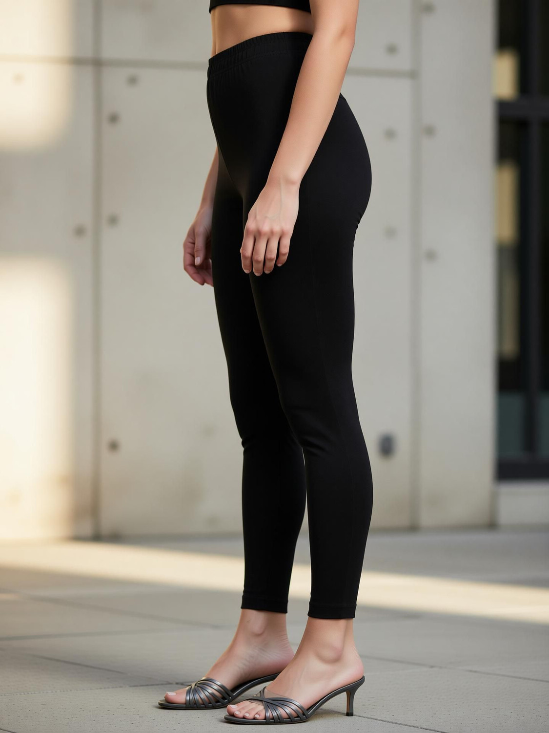 Image of SOFLY Ankle Length Western Wear Legging (Black, Solid)