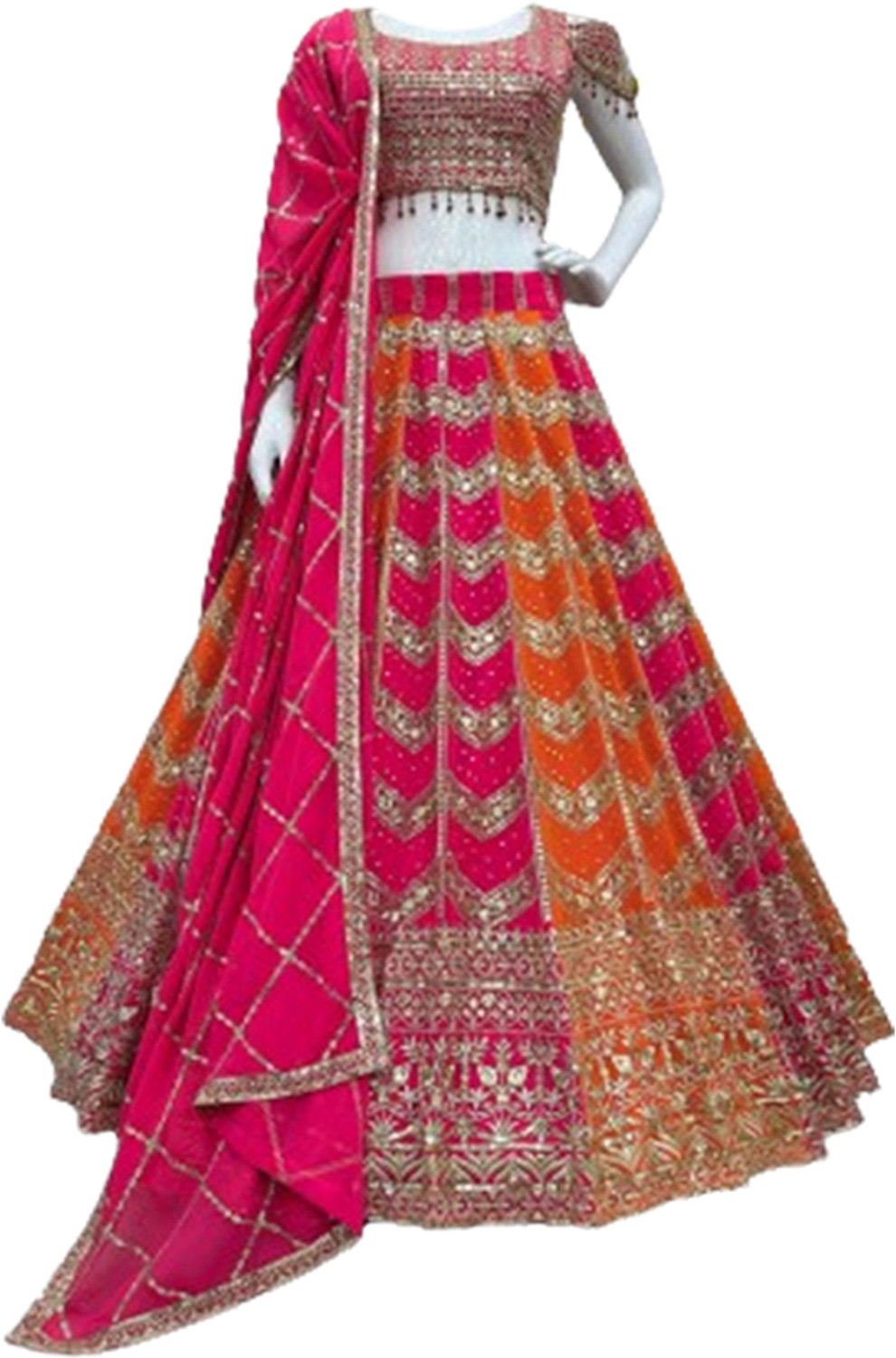 Image of HRMFAB Self Design Semi Stitched Lehenga Choli