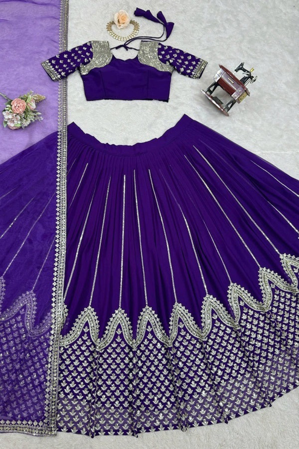 Image of Reelove Factory Embroidered Semi Stitched Lehenga Choli