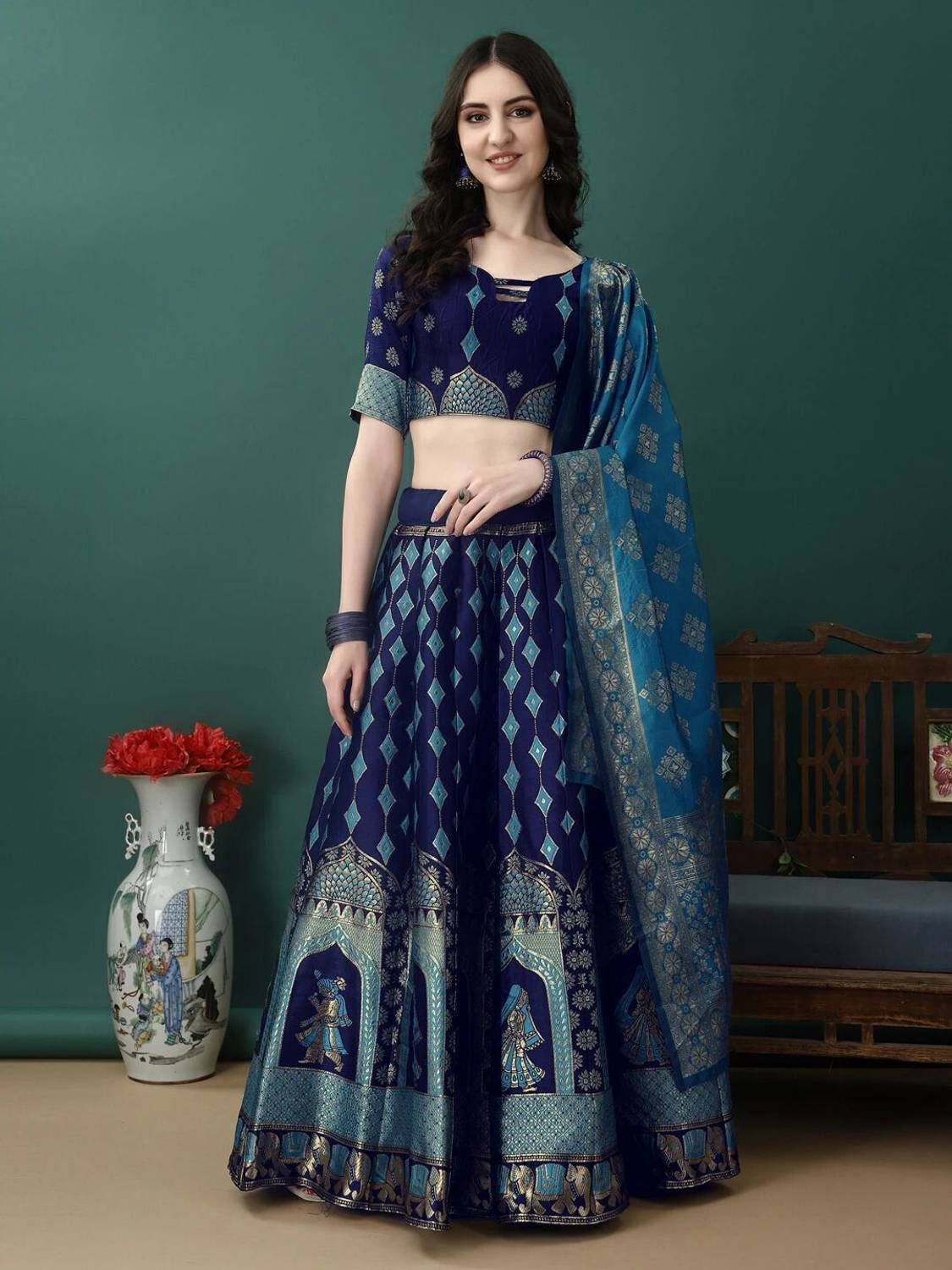 SWAMI Floral Print Semi Stitched Lehenga Choli - Image 3