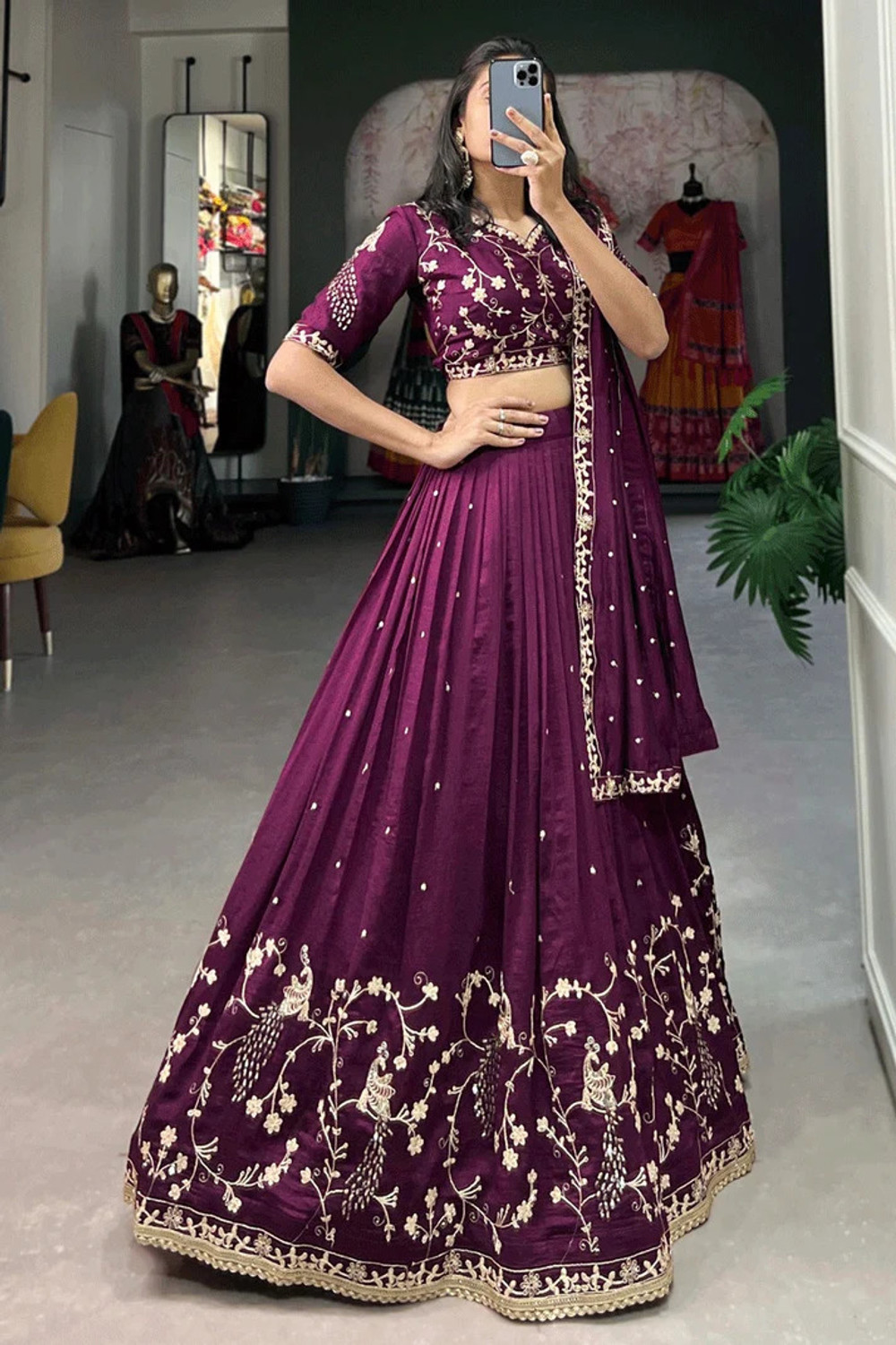 Image of Trivety Embroidered Semi Stitched Lehenga Choli