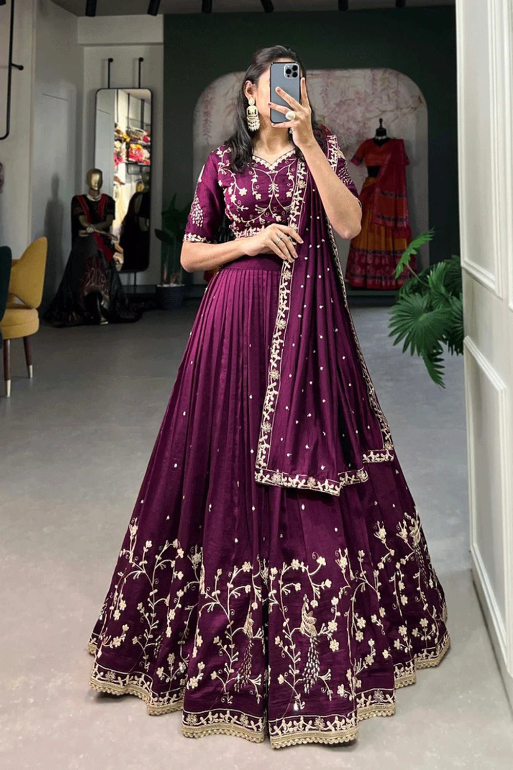 Image of Trivety Embroidered Semi Stitched Lehenga Choli