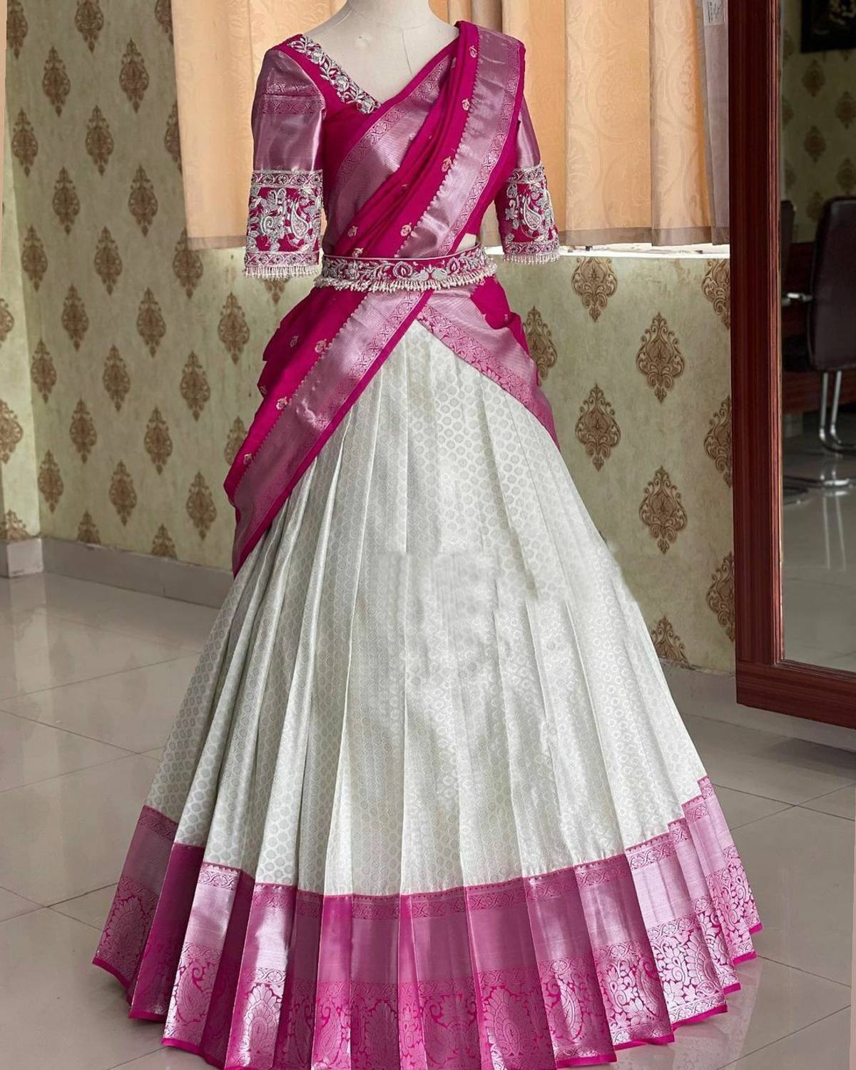 BOXWIN Solid, Embellished, Self Design Semi Stitched Lehenga Choli