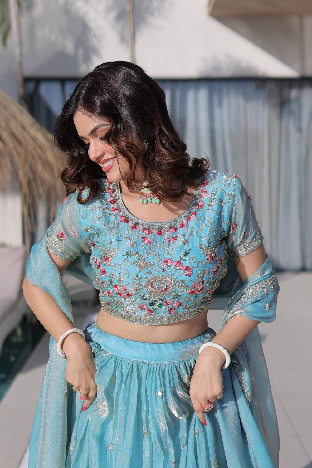 Image of Kedar Fab Embroidered Semi Stitched Lehenga Choli
