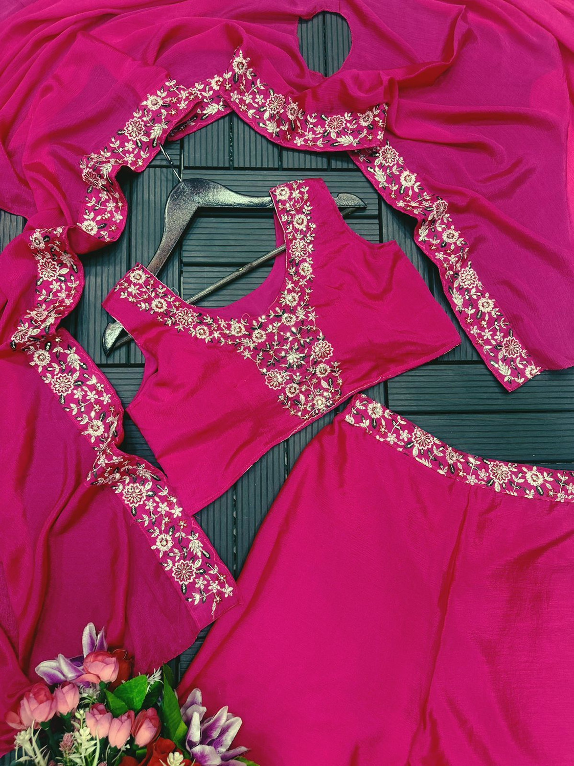 Image of bhakti sangam Embroidered Stitched Lehenga & Crop Top