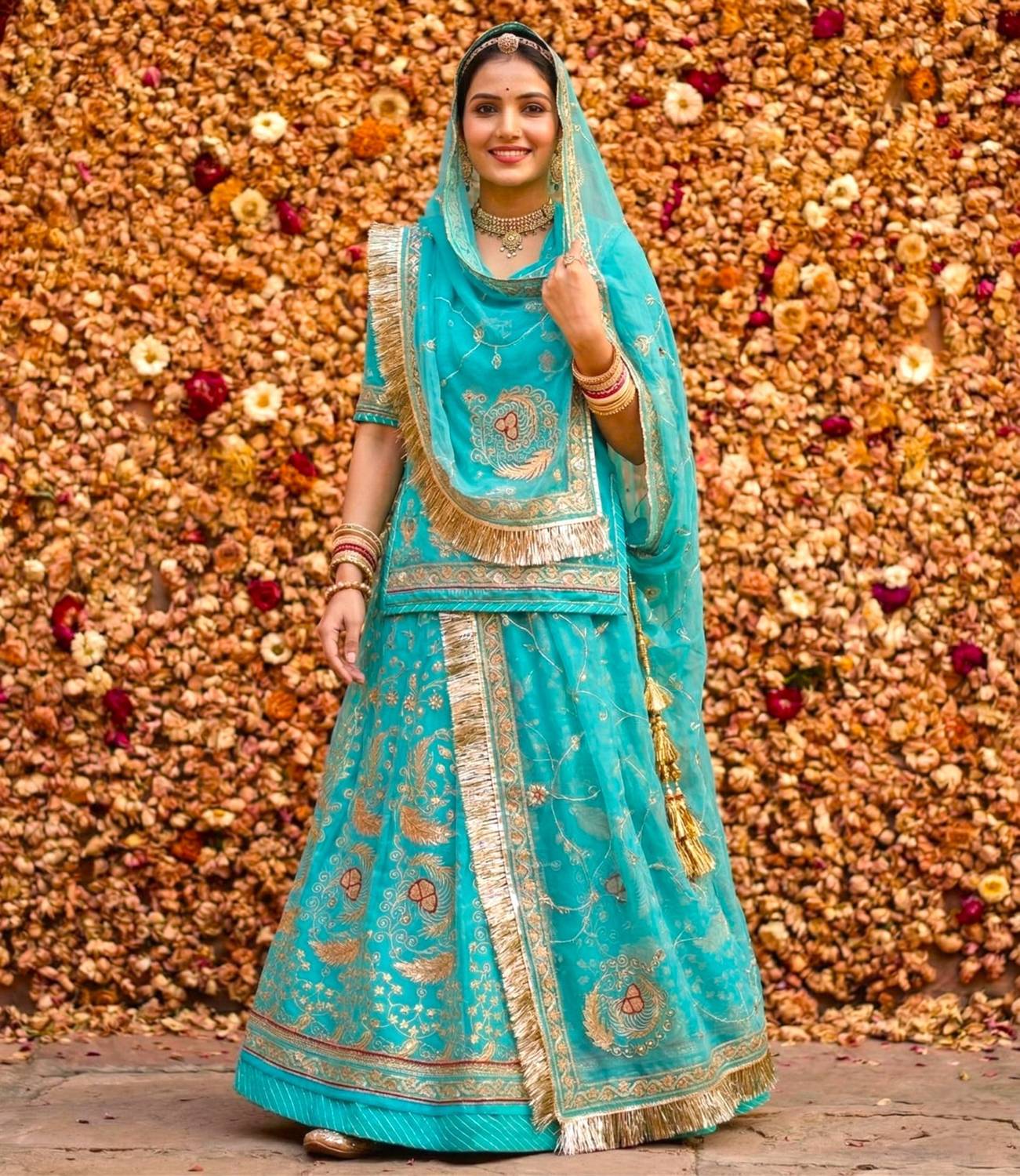 BHERVA TEX Embroidered Semi Stitched Rajputi Poshak