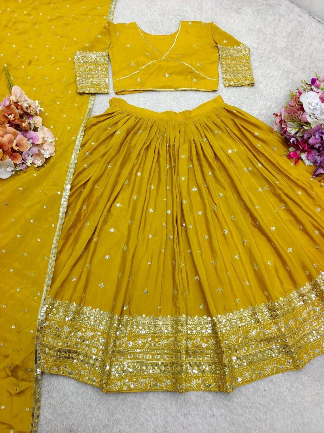 Image of Udbhav Export Embroidered Semi Stitched Lehenga Choli