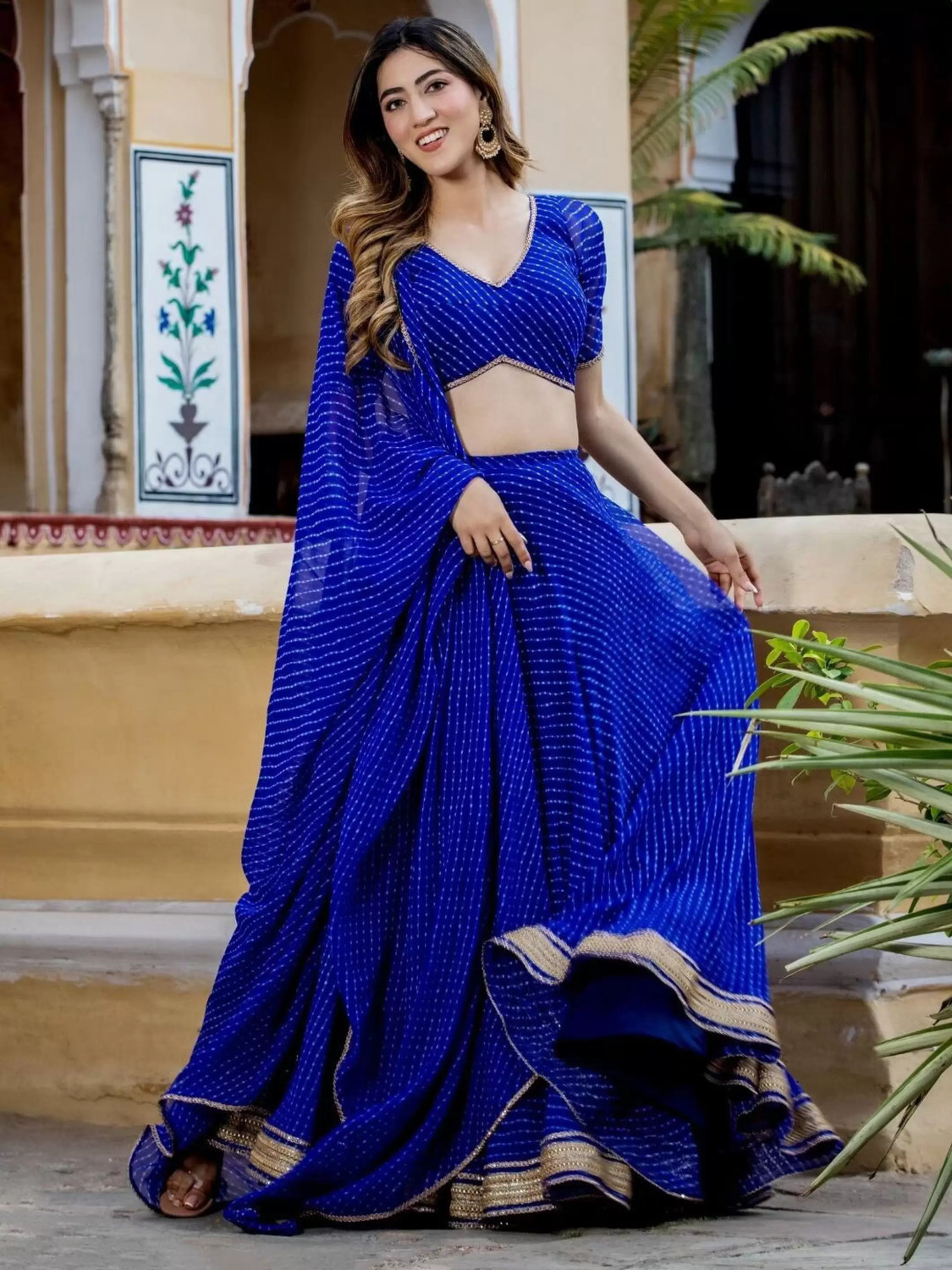 Image of shringaar Striped Semi Stitched Lehenga & Crop Top
