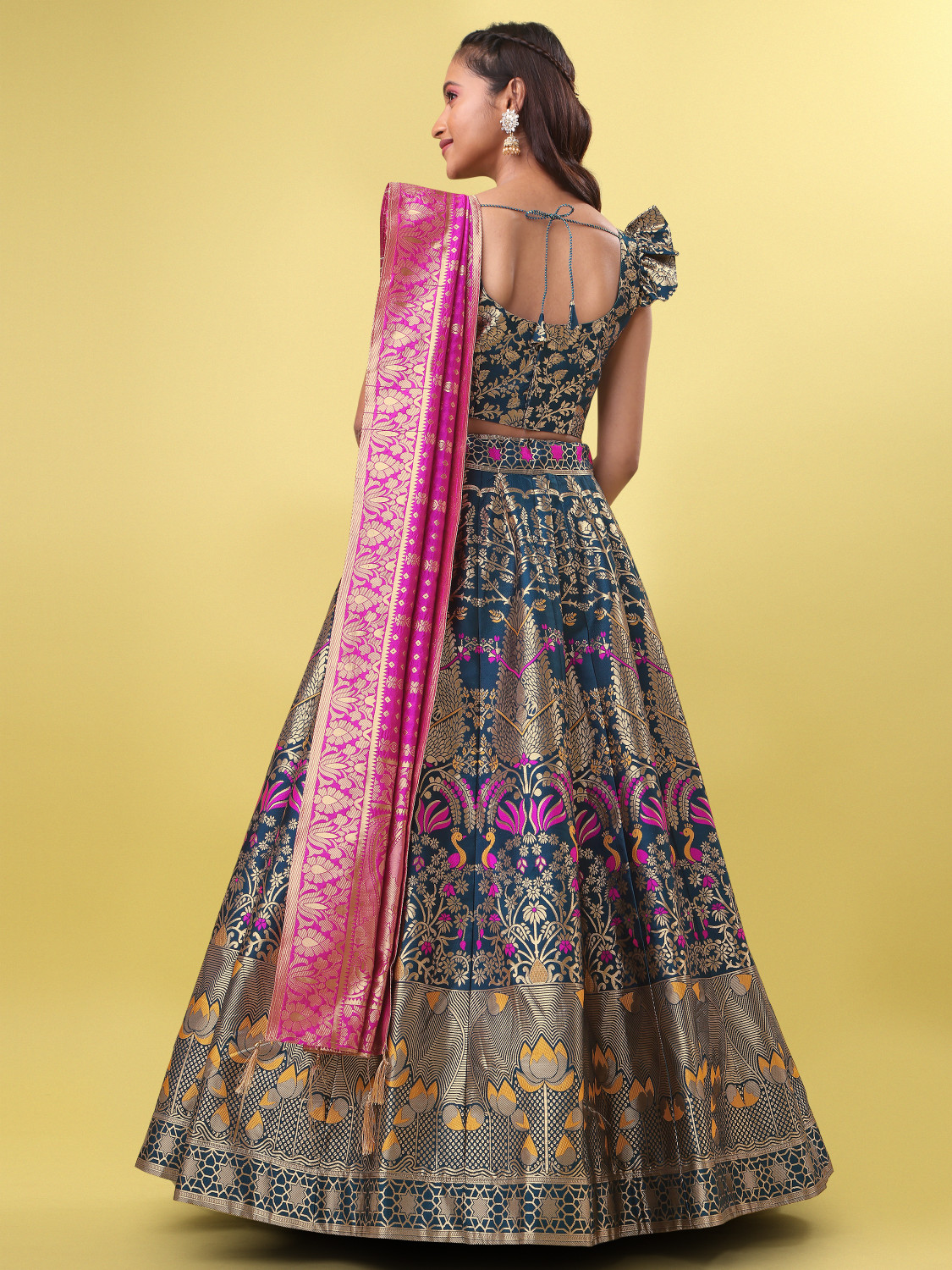 Image of PURVAJA Floral Print Semi Stitched Lehenga Choli