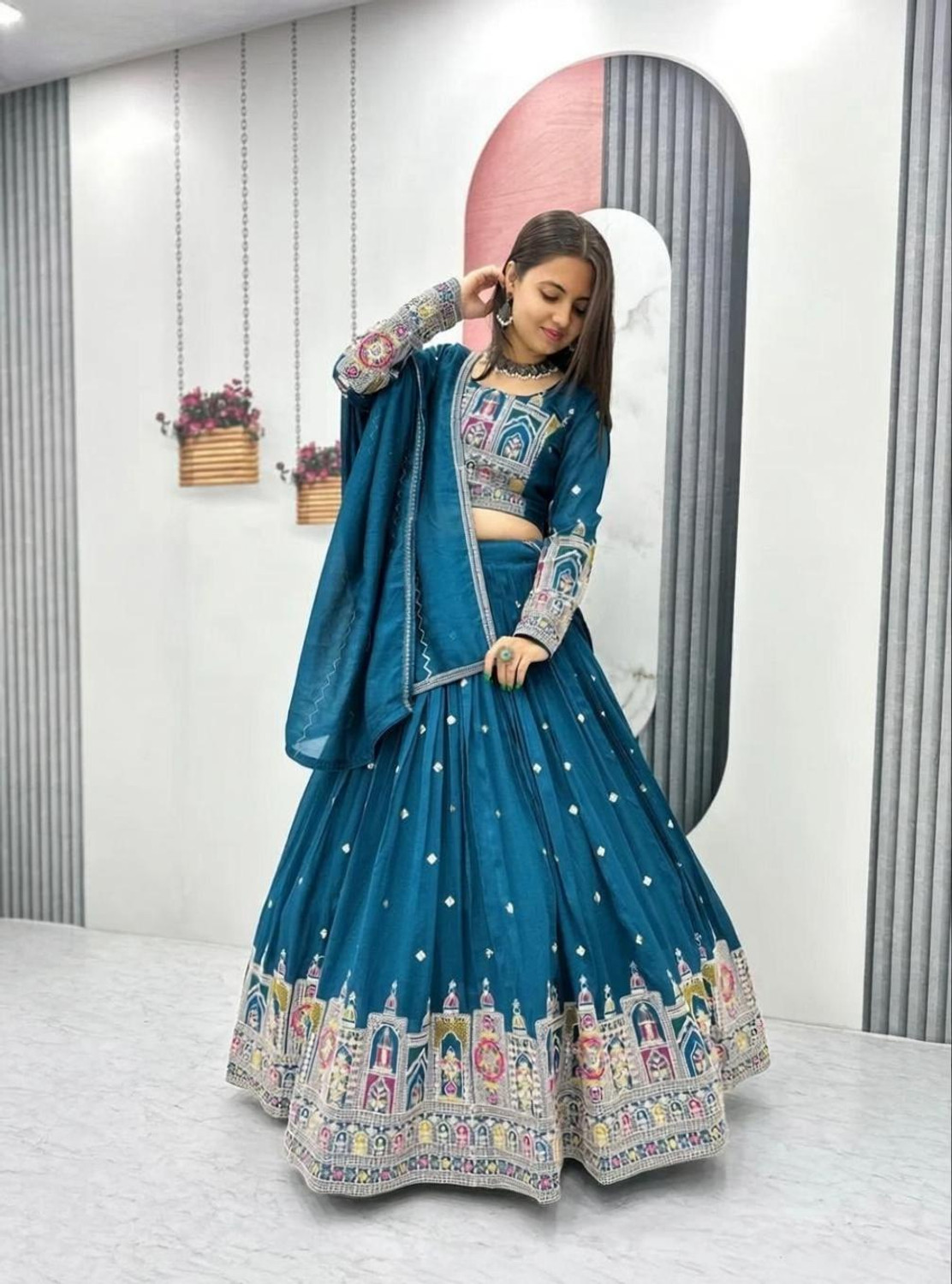 Image of PEDR TRENDS Embroidered Semi Stitched Lehenga Choli
