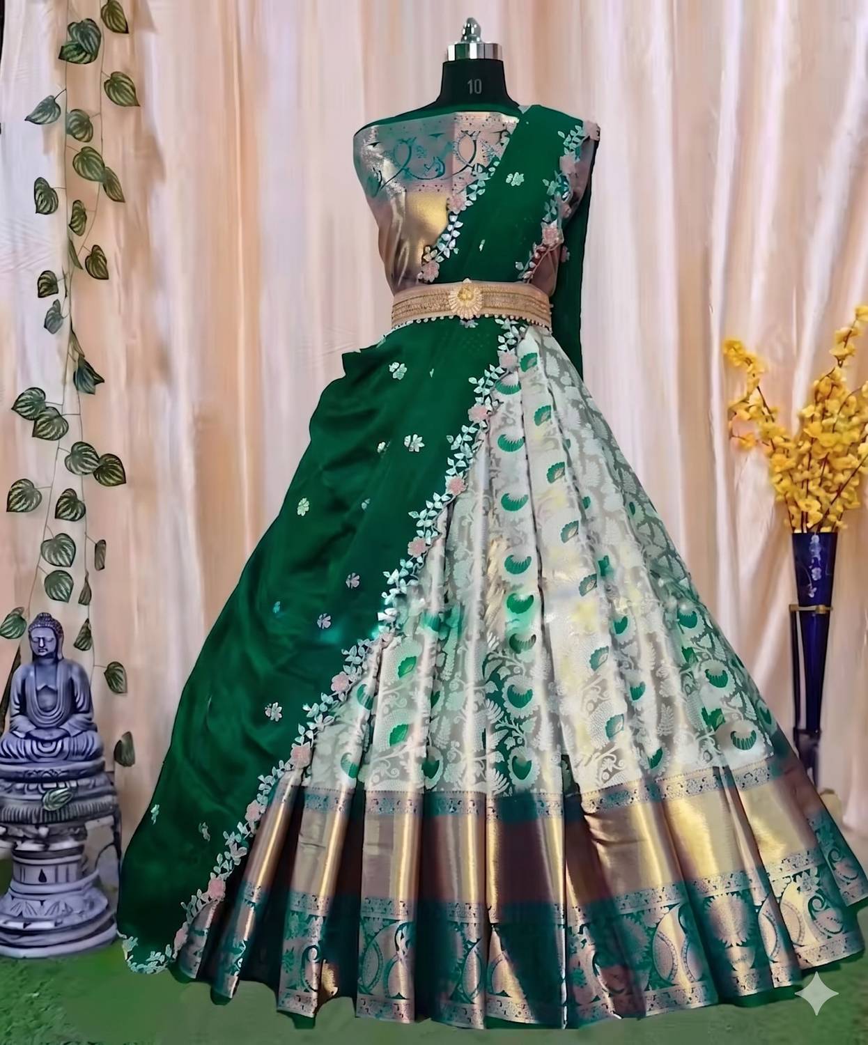 ADESHETHNICWEAR Self Design Semi Stitched Lehenga & Crop Top