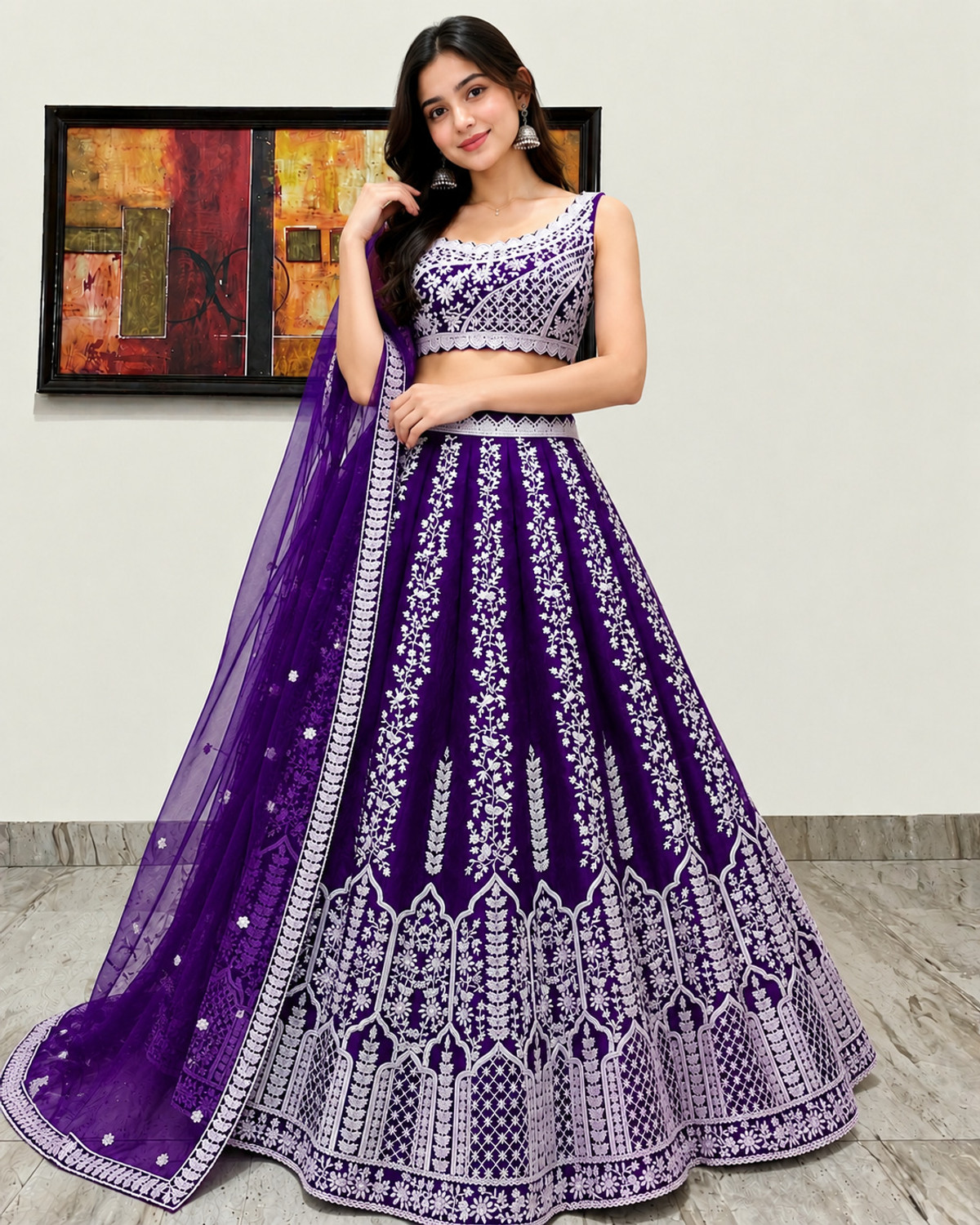 Image of Udbhav Export Embroidered Semi Stitched Lehenga Choli