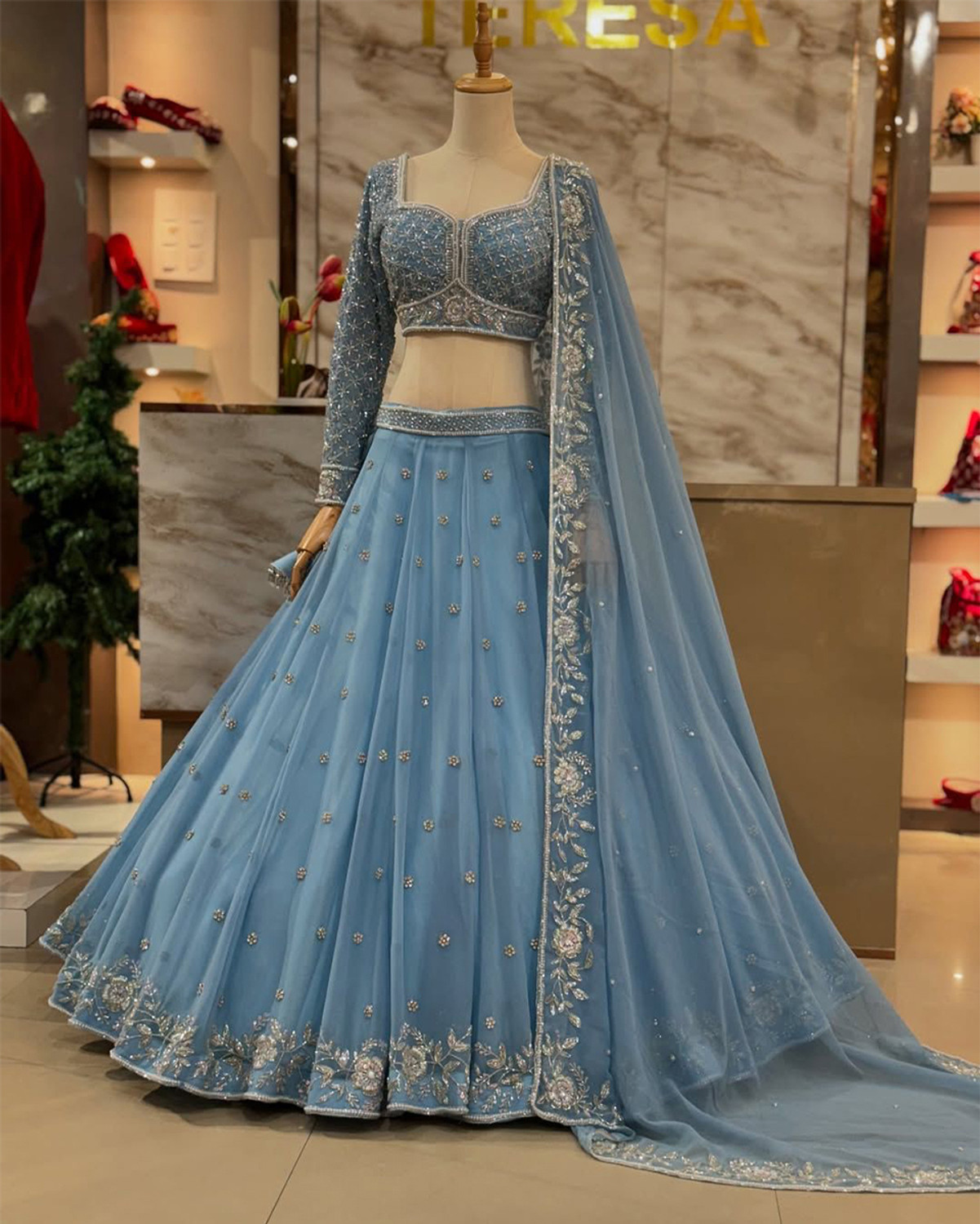 Image of IYALAFAB Embroidered Semi Stitched Lehenga with Jacket