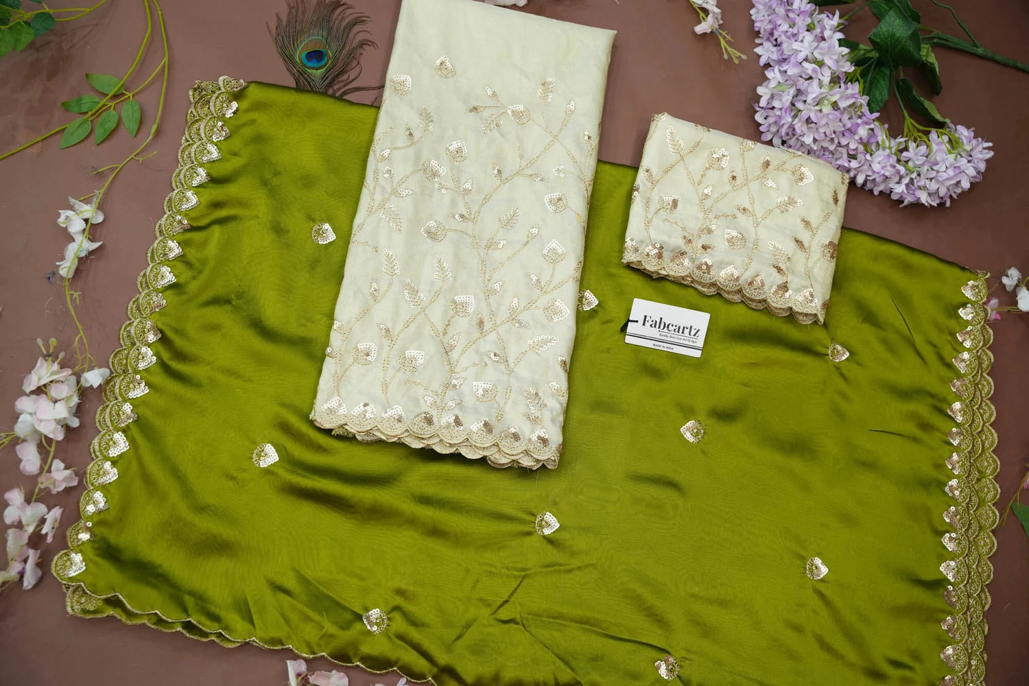 Image of Fabcartz Embroidered Semi Stitched Lehenga Choli