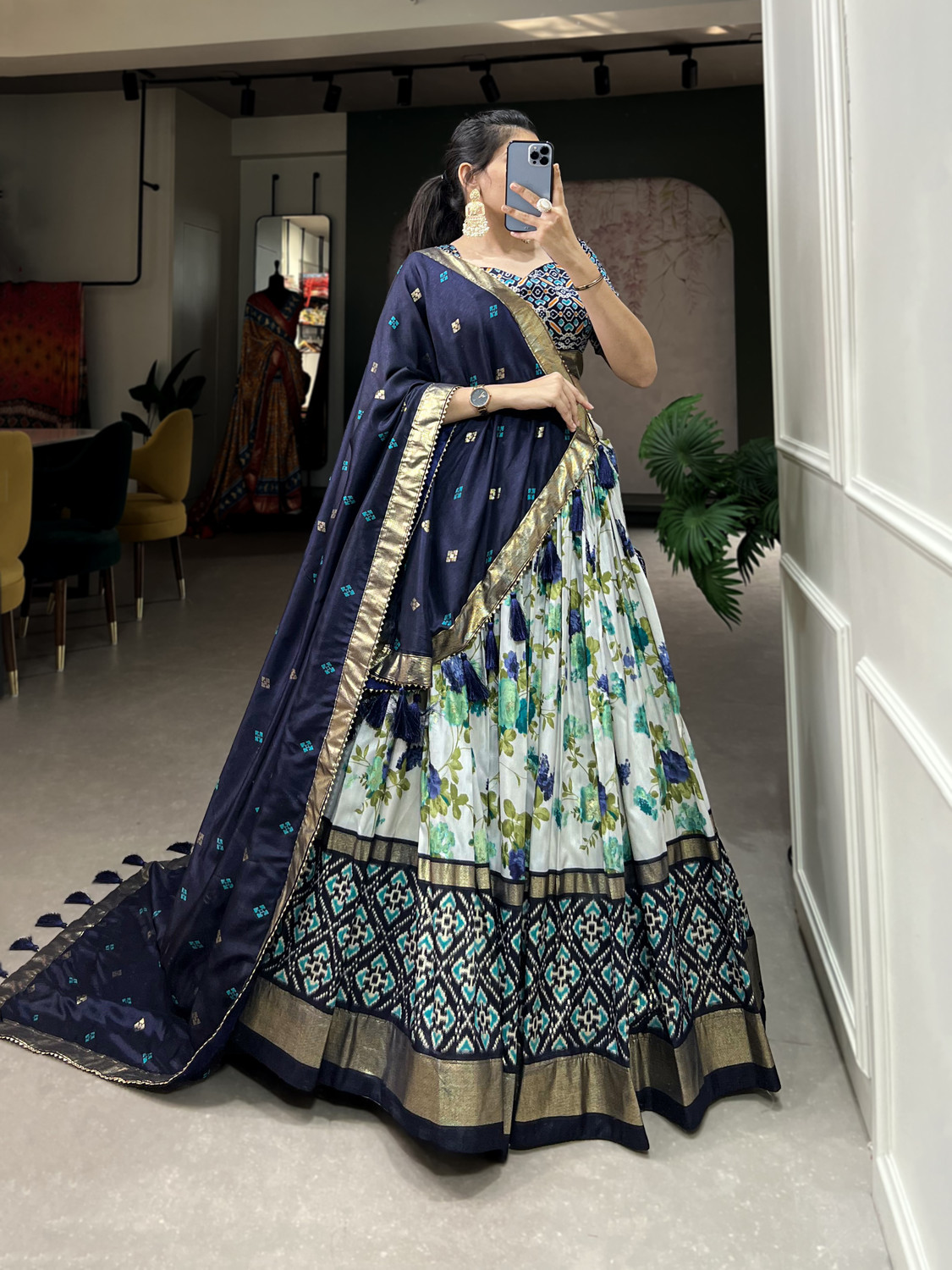 Image of HETRANG CREATION Floral Print Semi Stitched Lehenga Choli