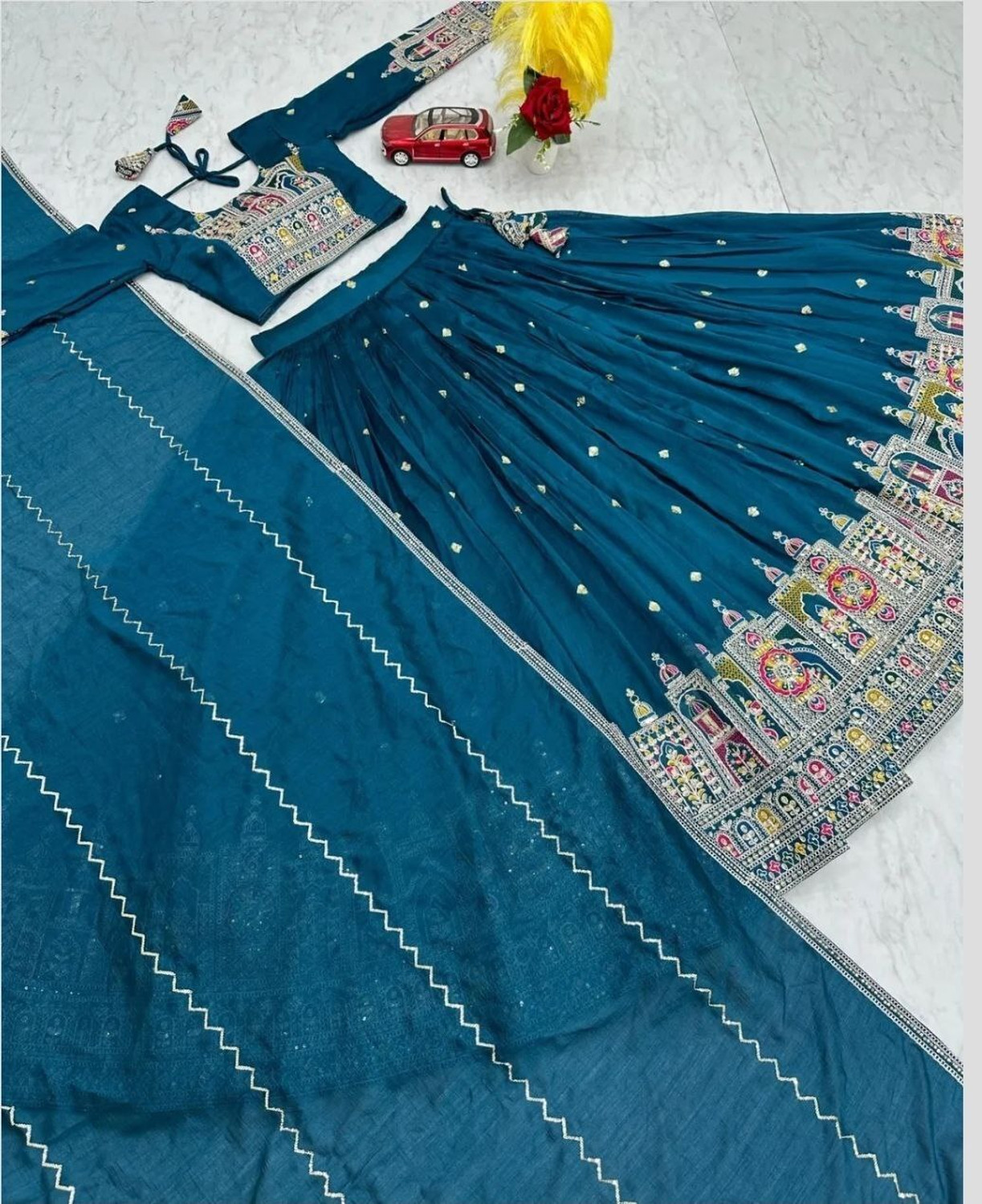 Image of PEDR TRENDS Embroidered Semi Stitched Lehenga Choli
