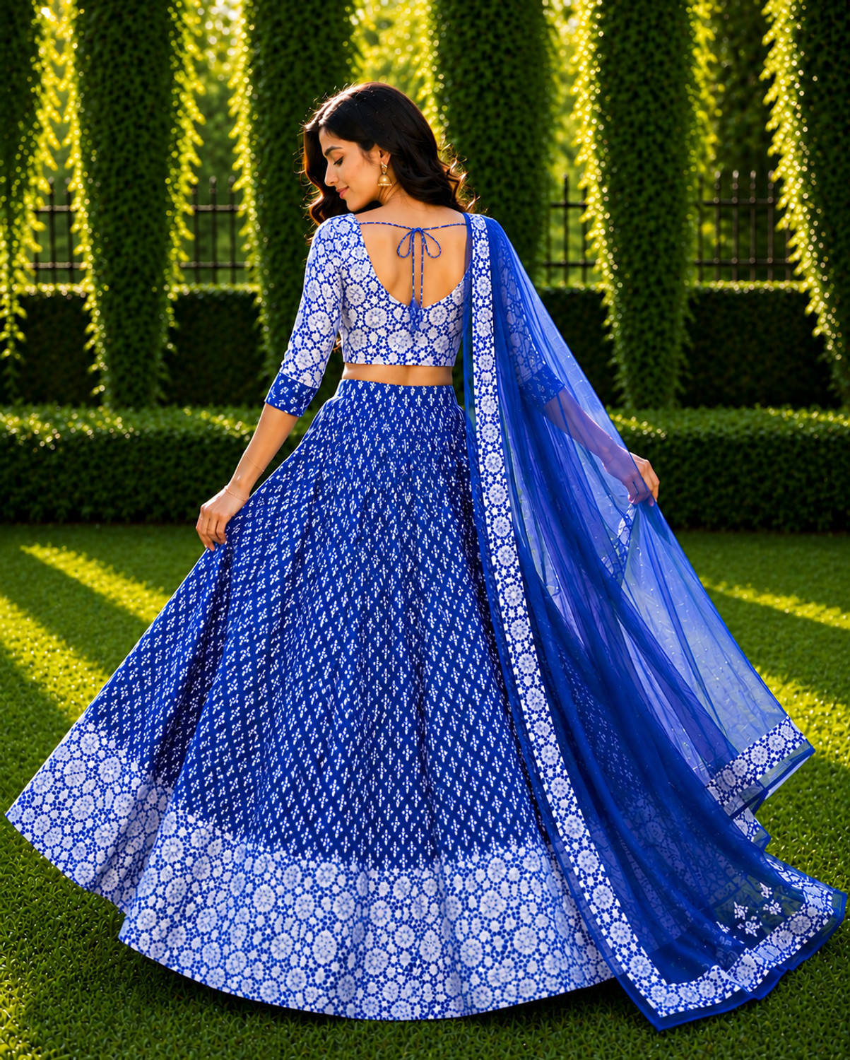 Image of Braj raj vastralaya Printed Semi Stitched Lehenga & Crop Top
