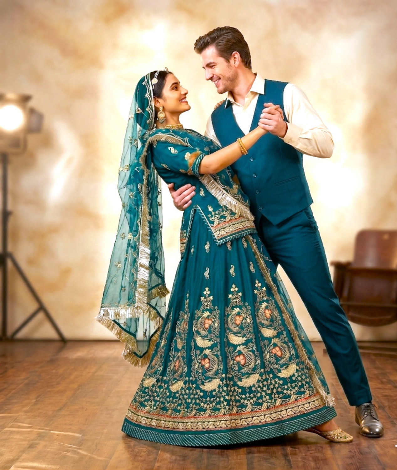 Image of GHOOMAR Embroidered Semi Stitched Rajputi Poshak