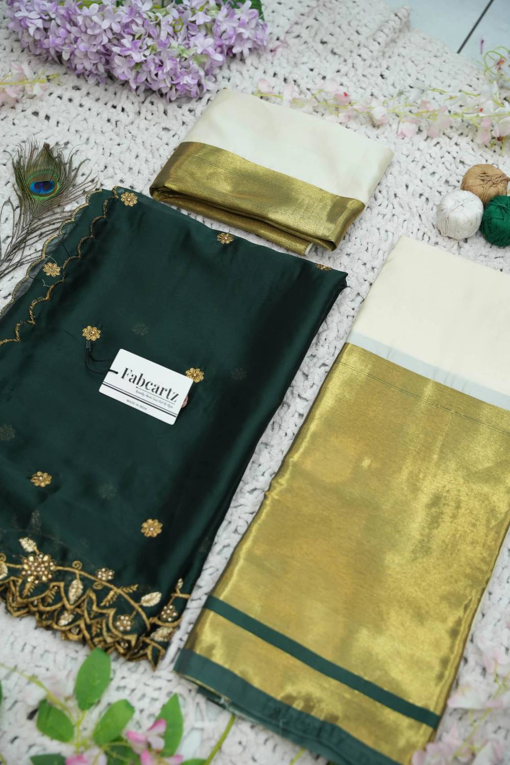 Fabcartz Self Design Semi Stitched Lehenga Choli Green - Image 4