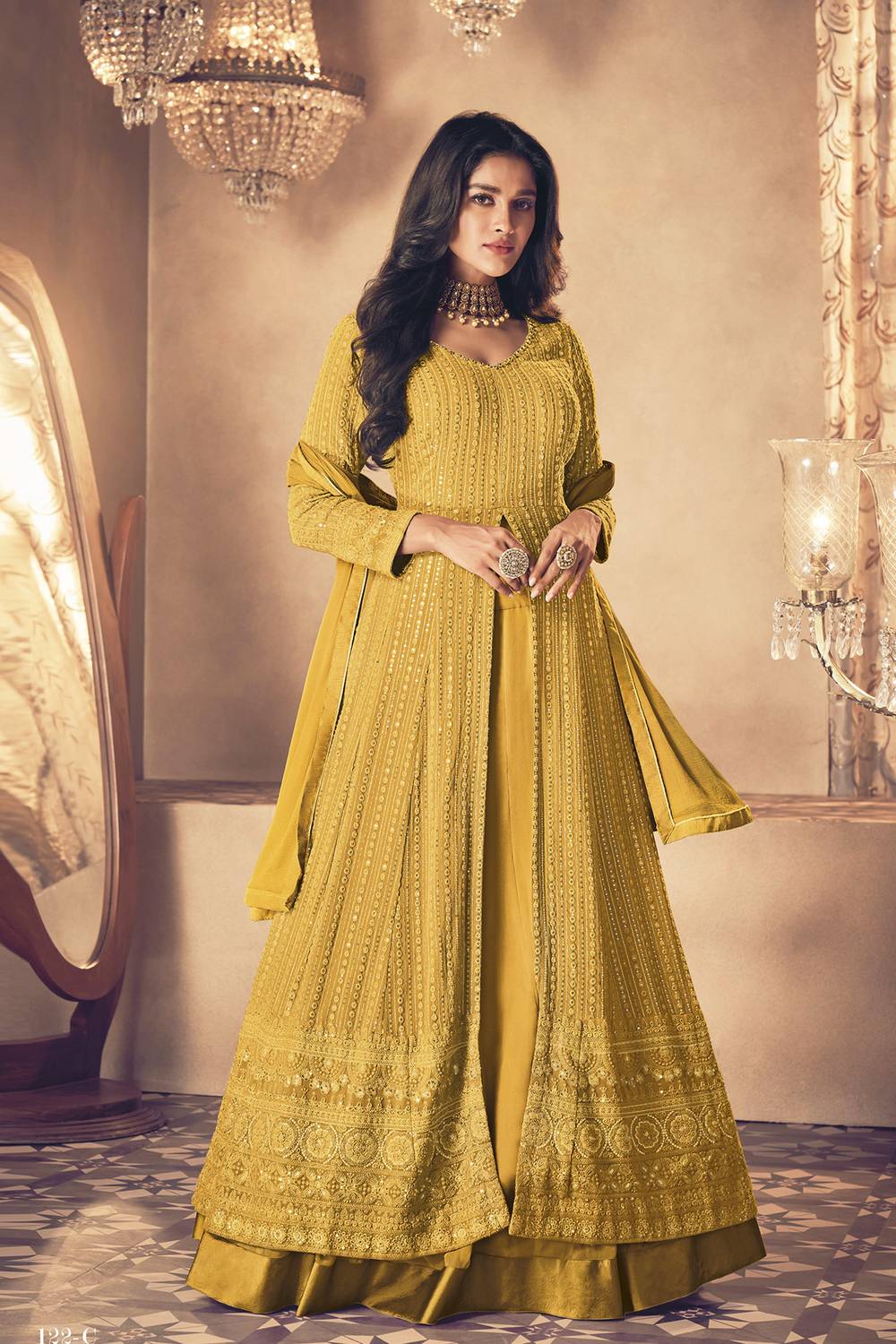 ADOLTEXTILE Embroidered Semi Stitched Lehenga & Kurta