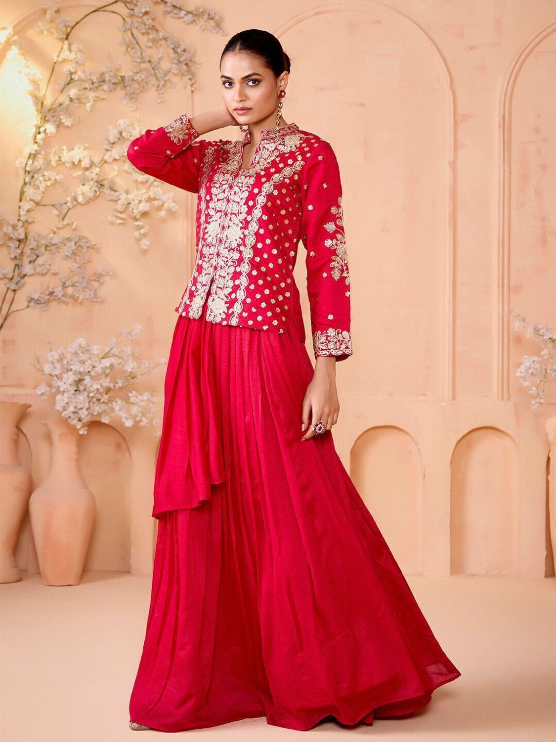 Image of Madhuram Embroidered Stitched Lehenga with Jacket