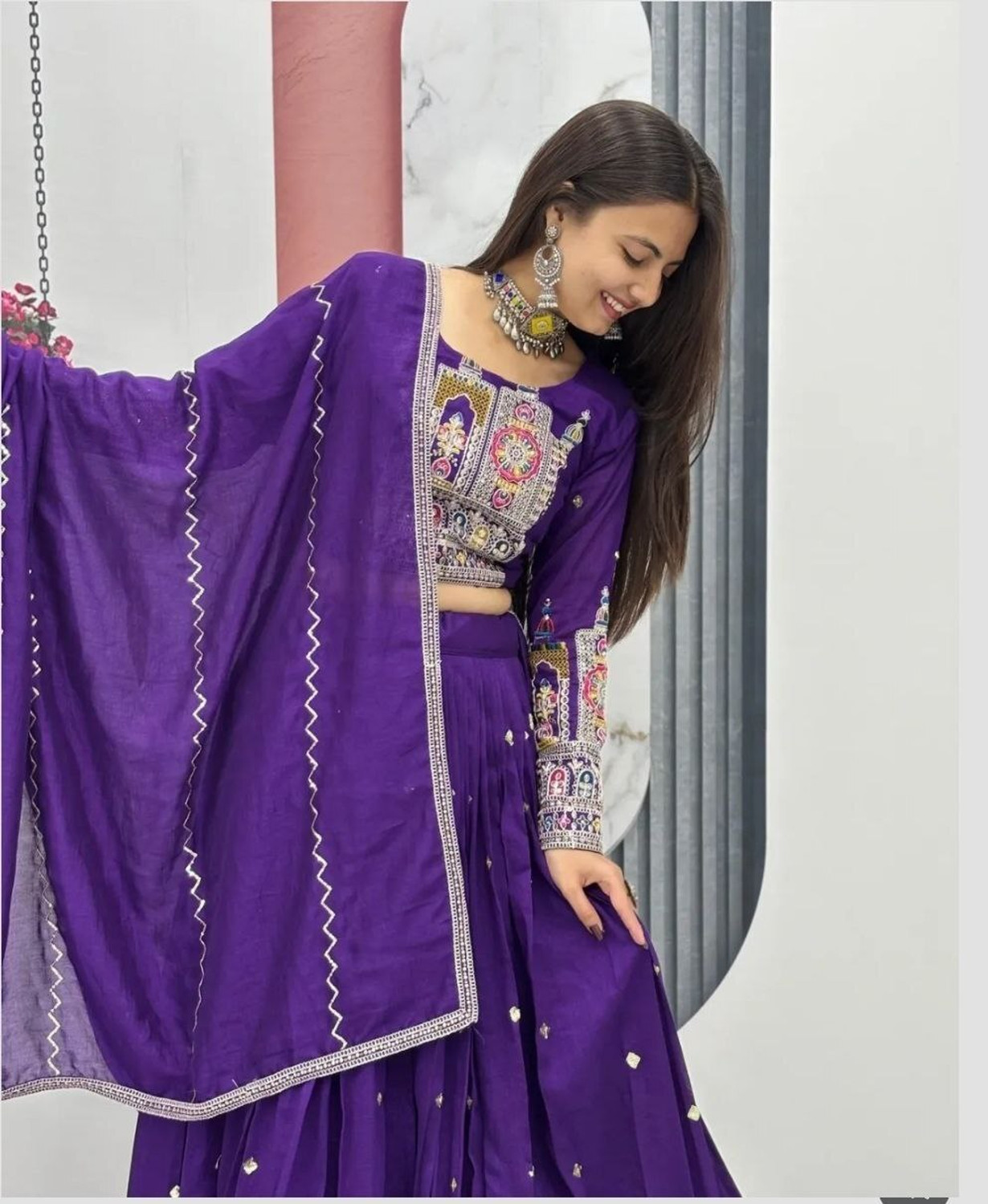 Image of PEDR TRENDS Embroidered Semi Stitched Lehenga & Crop Top