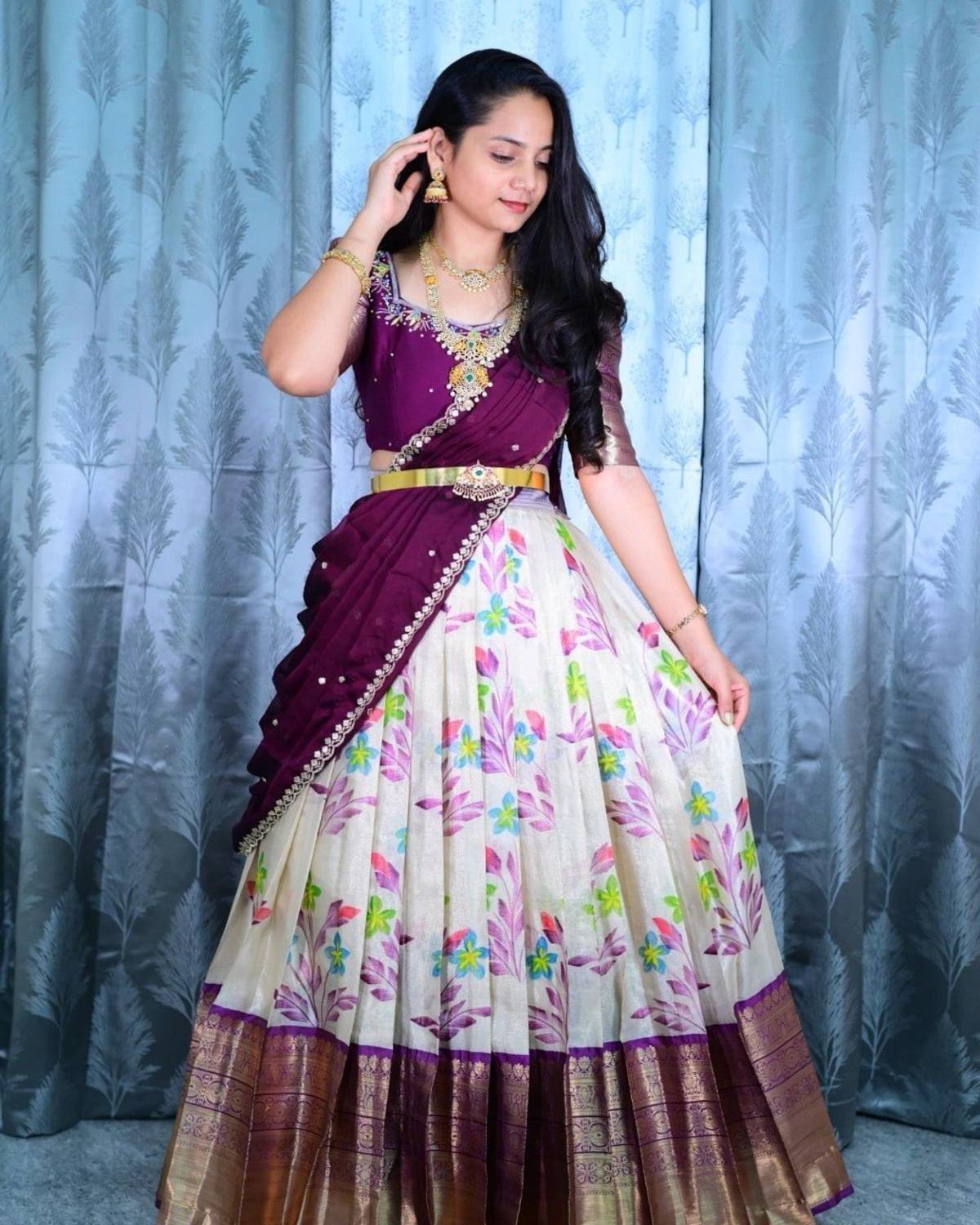 ADESHETHNICWEAR Self Design Semi Stitched Lehenga Choli