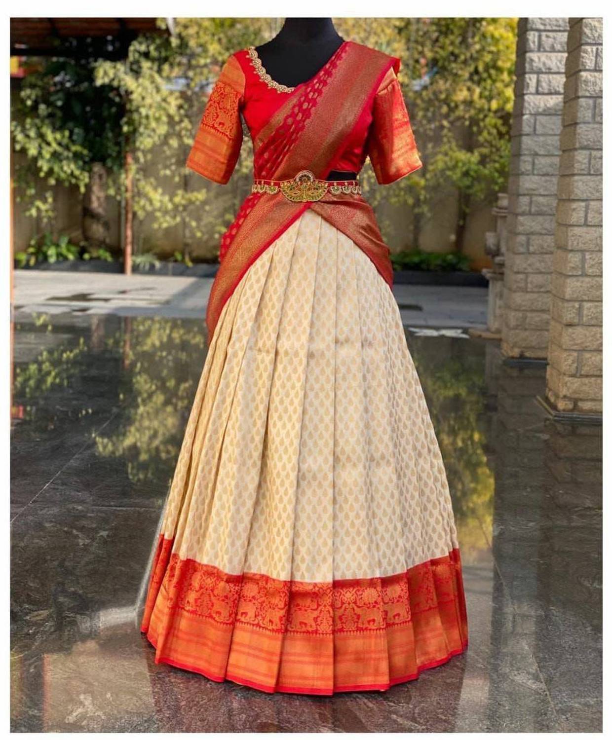 Bond Floral Print Semi Stitched Lehenga Choli