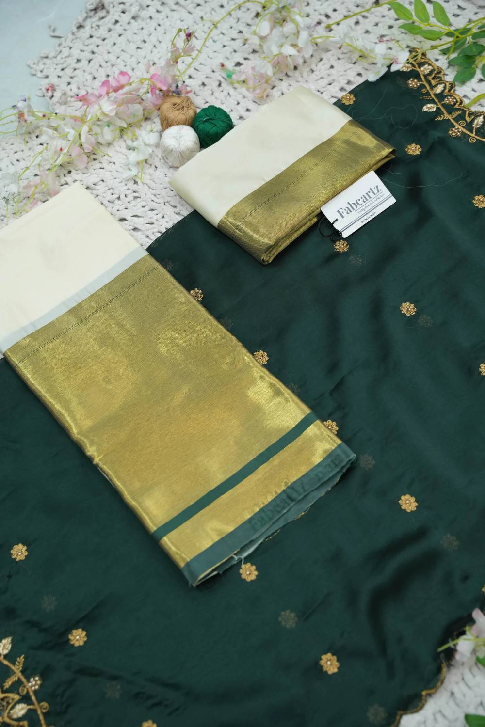 Fabcartz Self Design Semi Stitched Lehenga Choli Green - Image 5