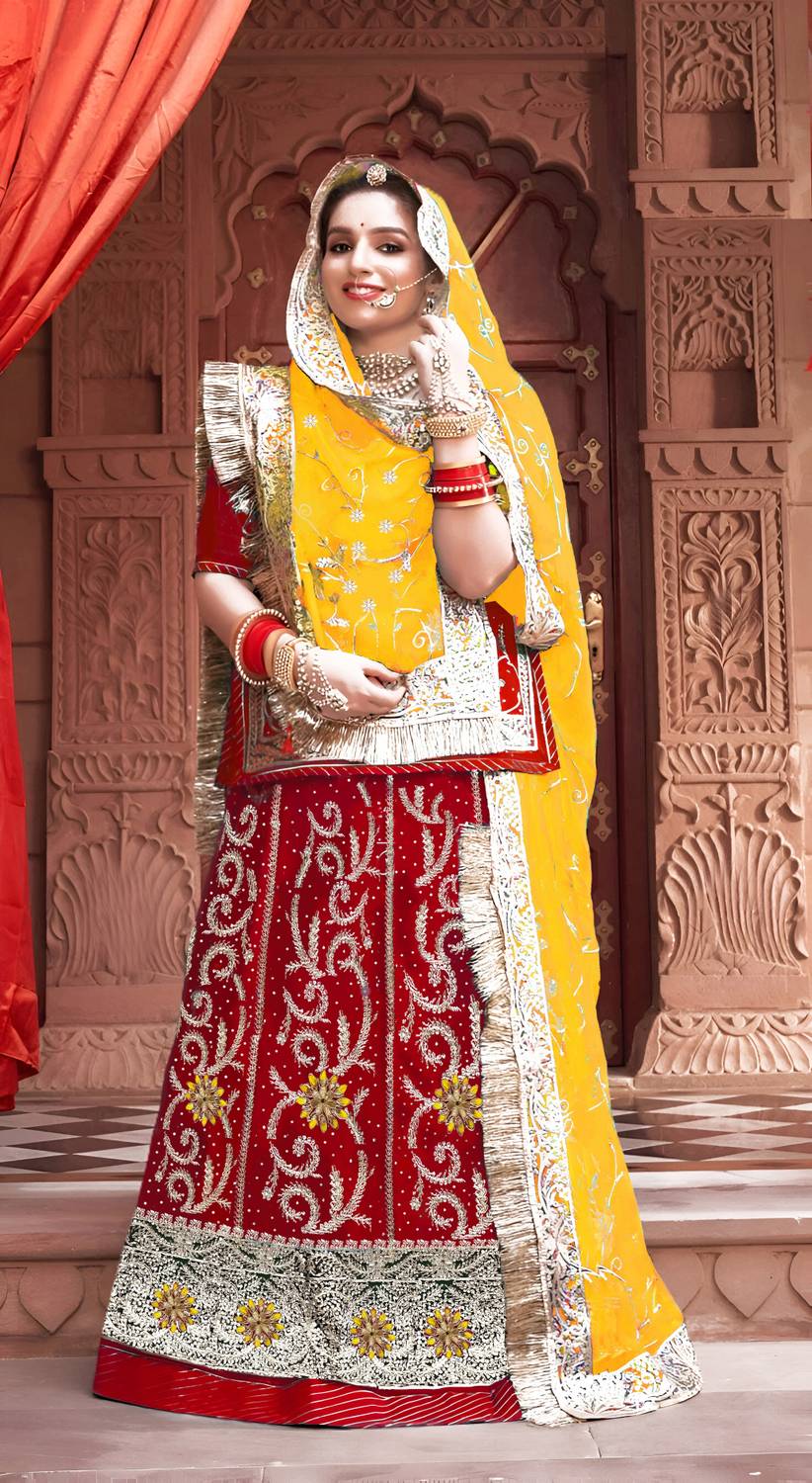 BHOJALCREATION Embroidered Semi Stitched Rajasthani Poshak