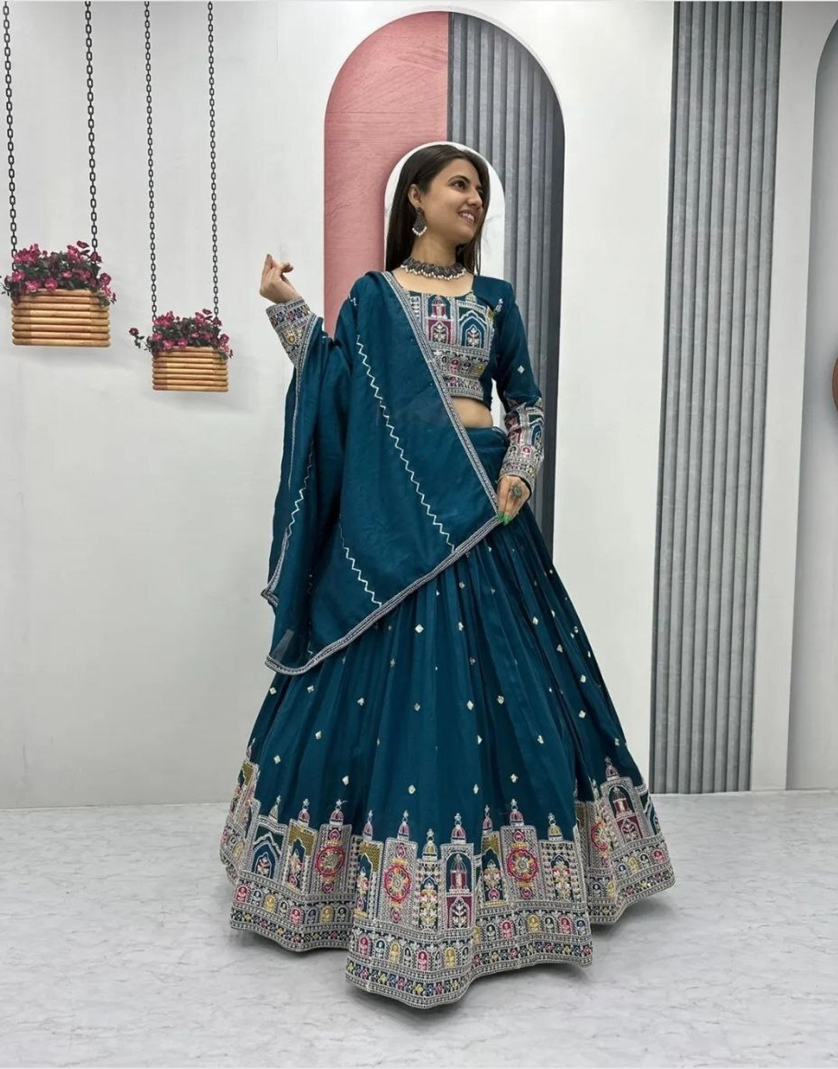 Image of PEDR TRENDS Embroidered Semi Stitched Lehenga Choli