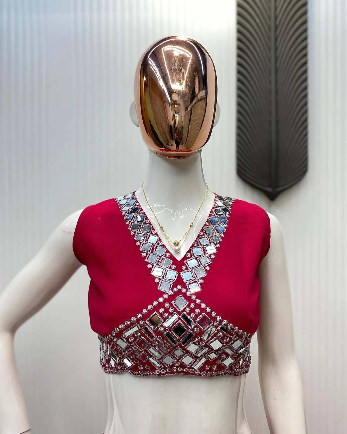 Starly Pink Solid Stitched Lehenga & Crop Top - Image 4
