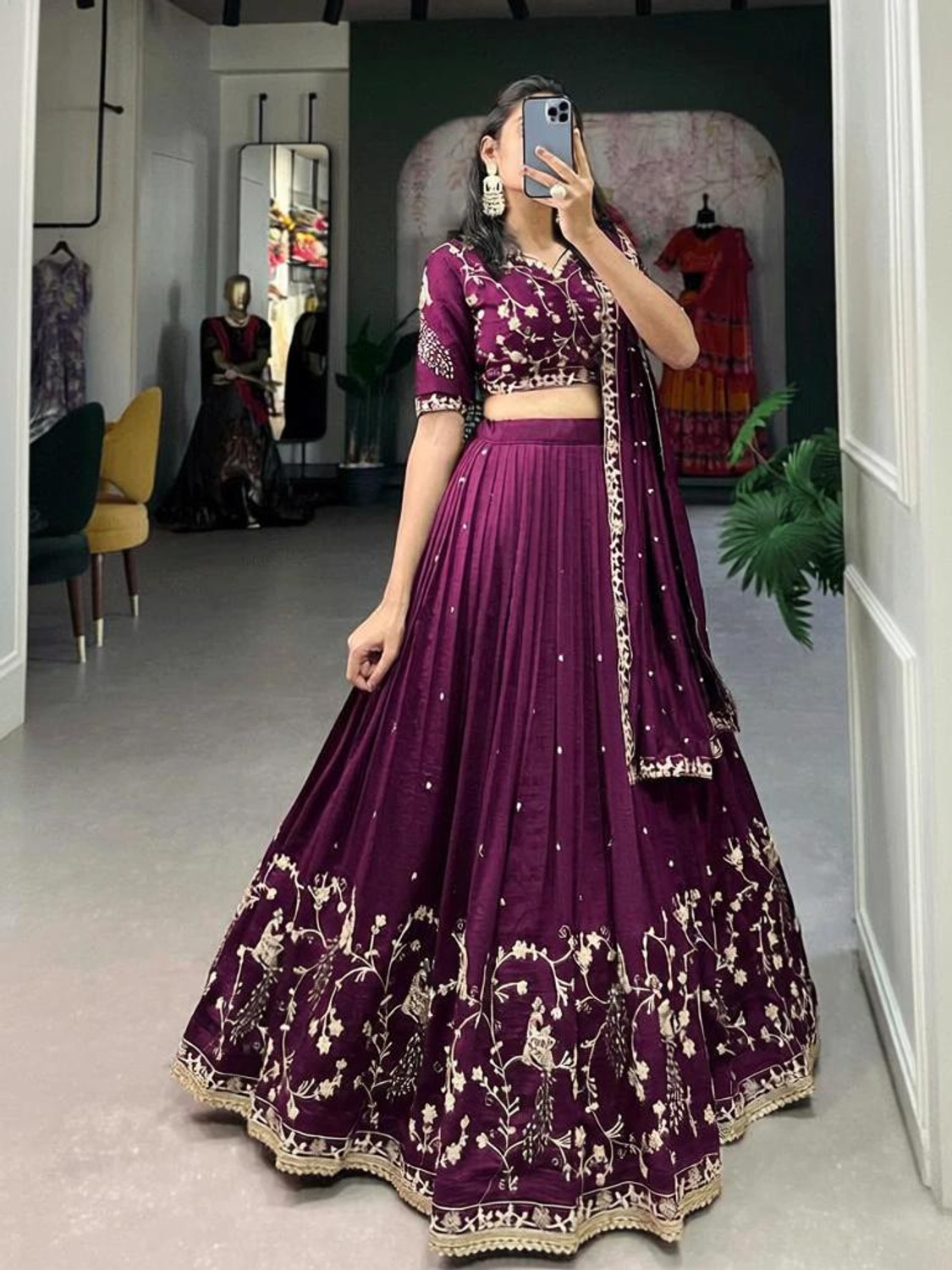 Image of Trivety Embroidered Semi Stitched Lehenga Choli