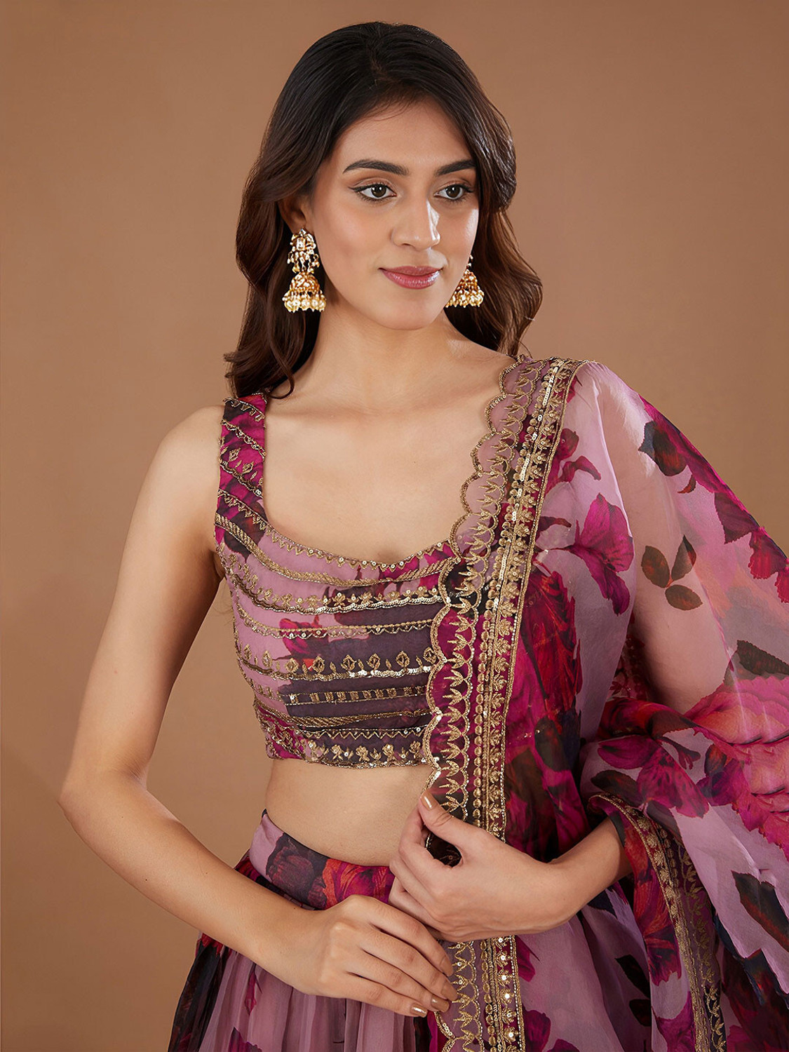 Image of Trivety Embroidered, Printed Semi Stitched Lehenga Choli