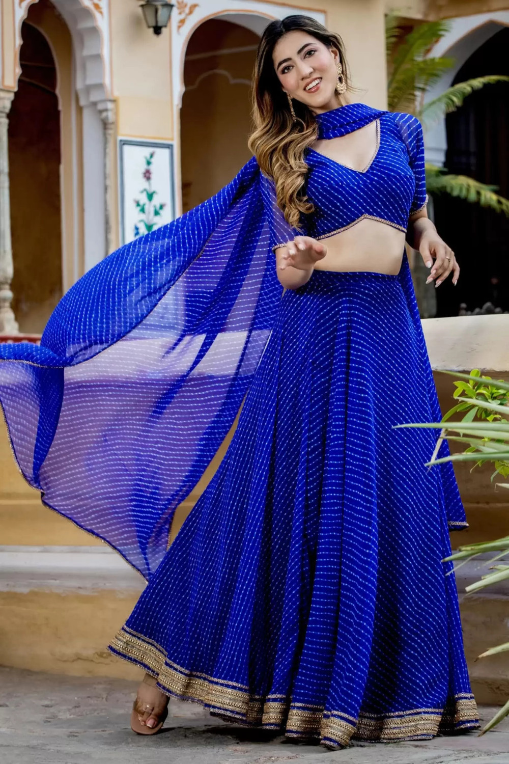 Image of shringaar Striped Semi Stitched Lehenga & Crop Top