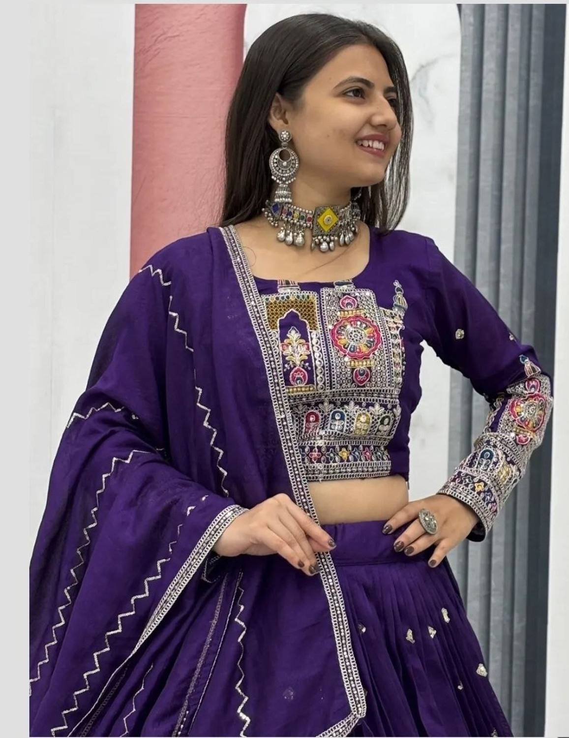 Image of PEDR TRENDS Embroidered Semi Stitched Lehenga & Crop Top