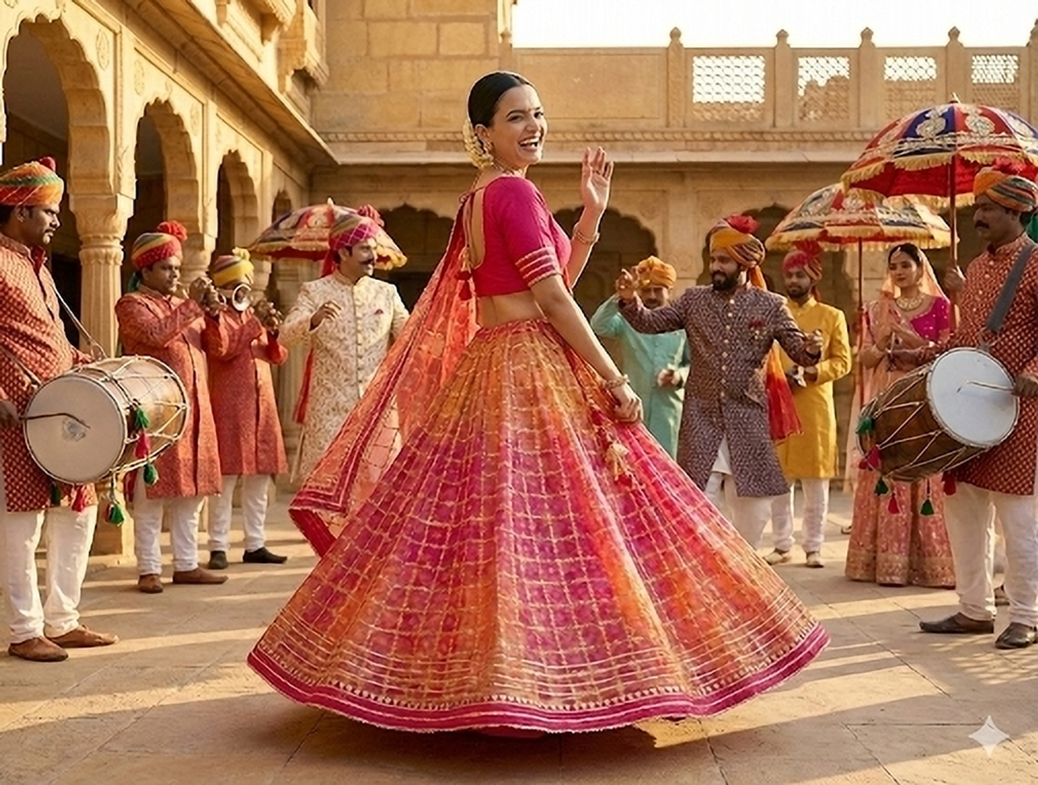 Image of VASANT Bandhani Semi Stitched Lehenga Choli