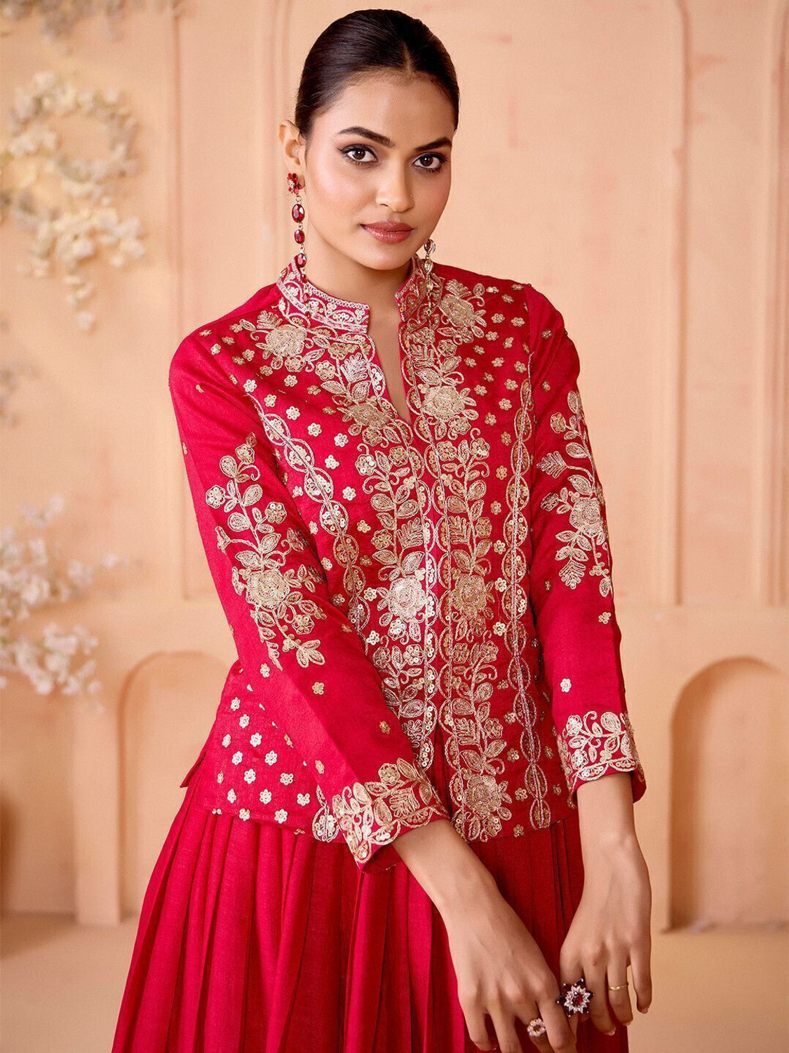 Image of Madhuram Embroidered Stitched Lehenga with Jacket