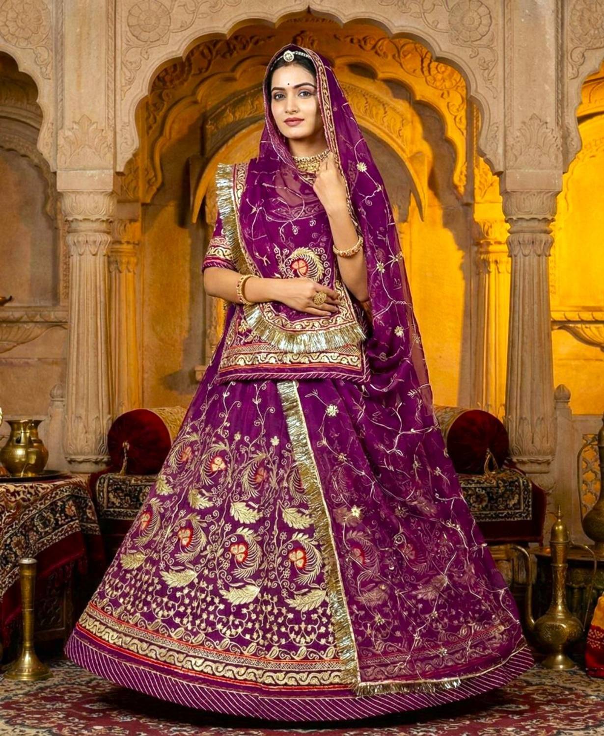 BHERVATEX Embroidered Semi Stitched Rajputi Poshak