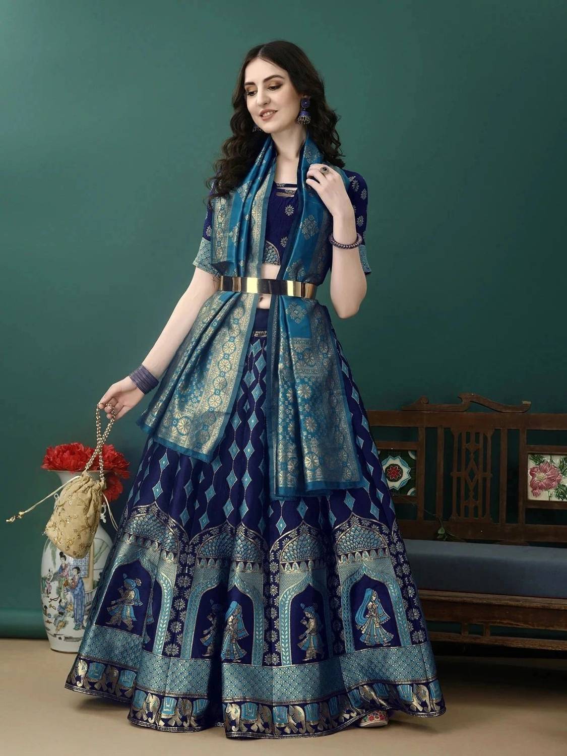 SWAMI Floral Print Semi Stitched Lehenga Choli - Image 1