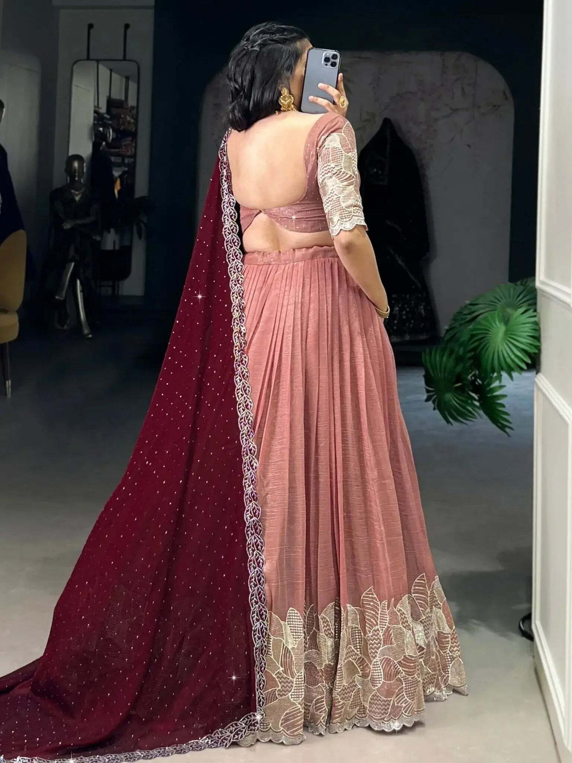 Image of Trivety Embroidered Semi Stitched Lehenga Choli
