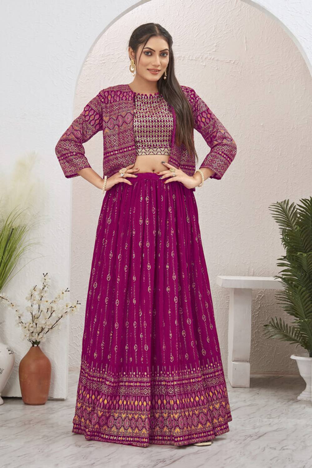 chansi Trendz Printed Stitched Lehenga with Jacket
