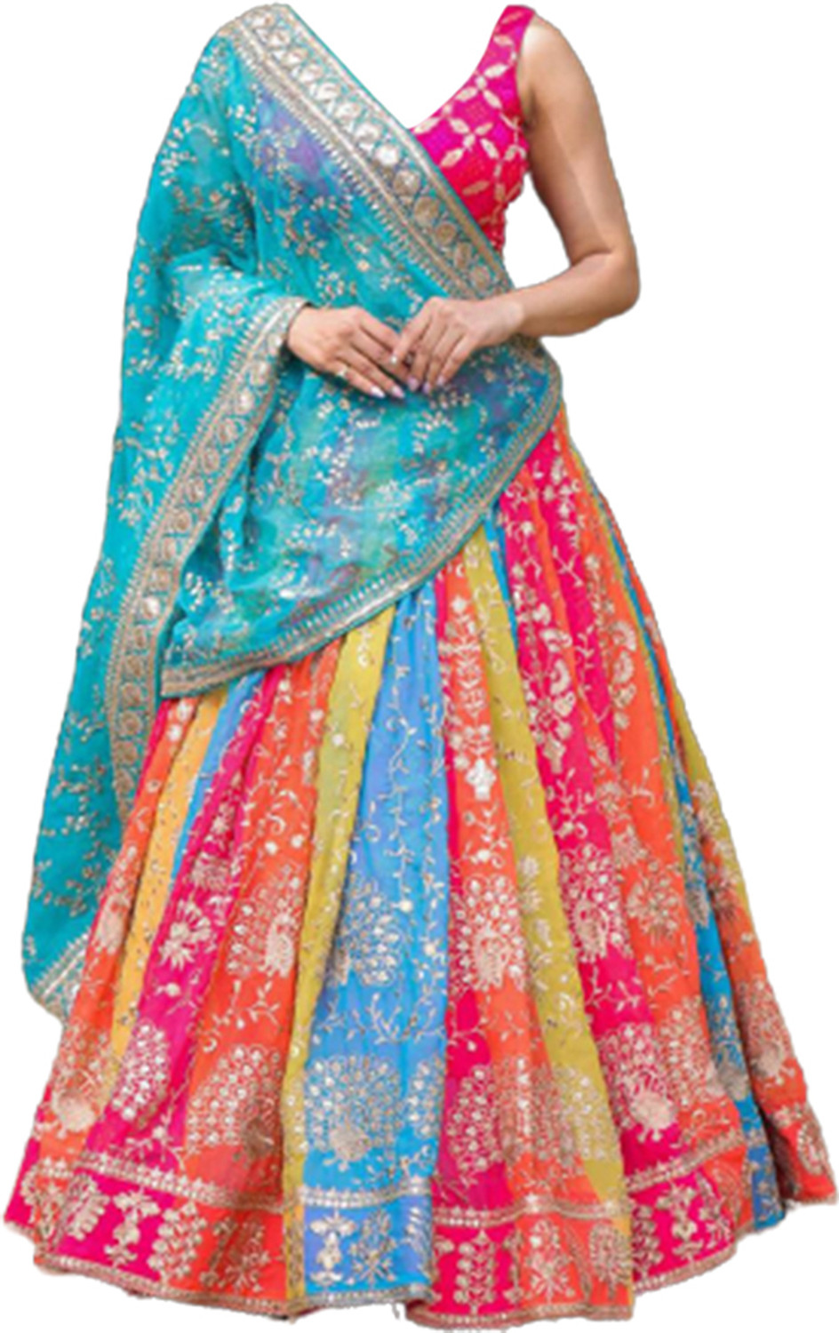 Image of VATAGAMFAB Embroidered Semi Stitched Lehenga Choli