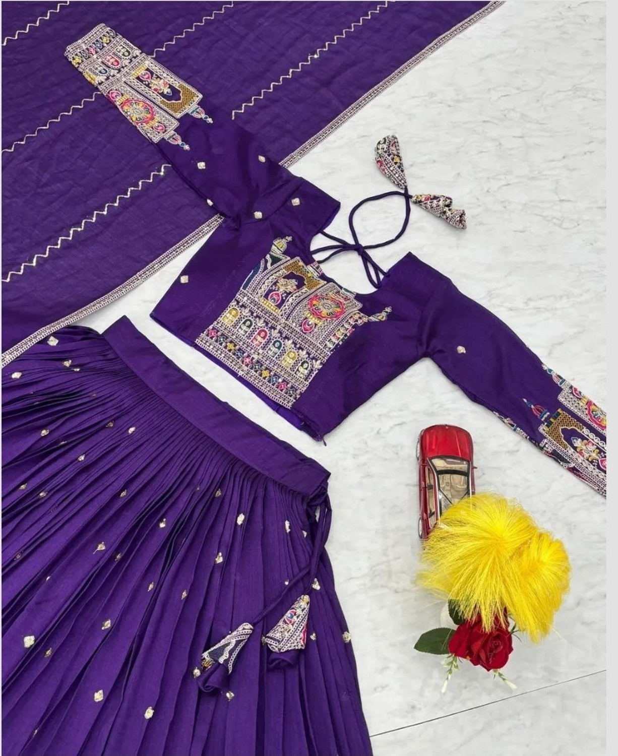 Image of PEDR TRENDS Embroidered Semi Stitched Lehenga & Crop Top
