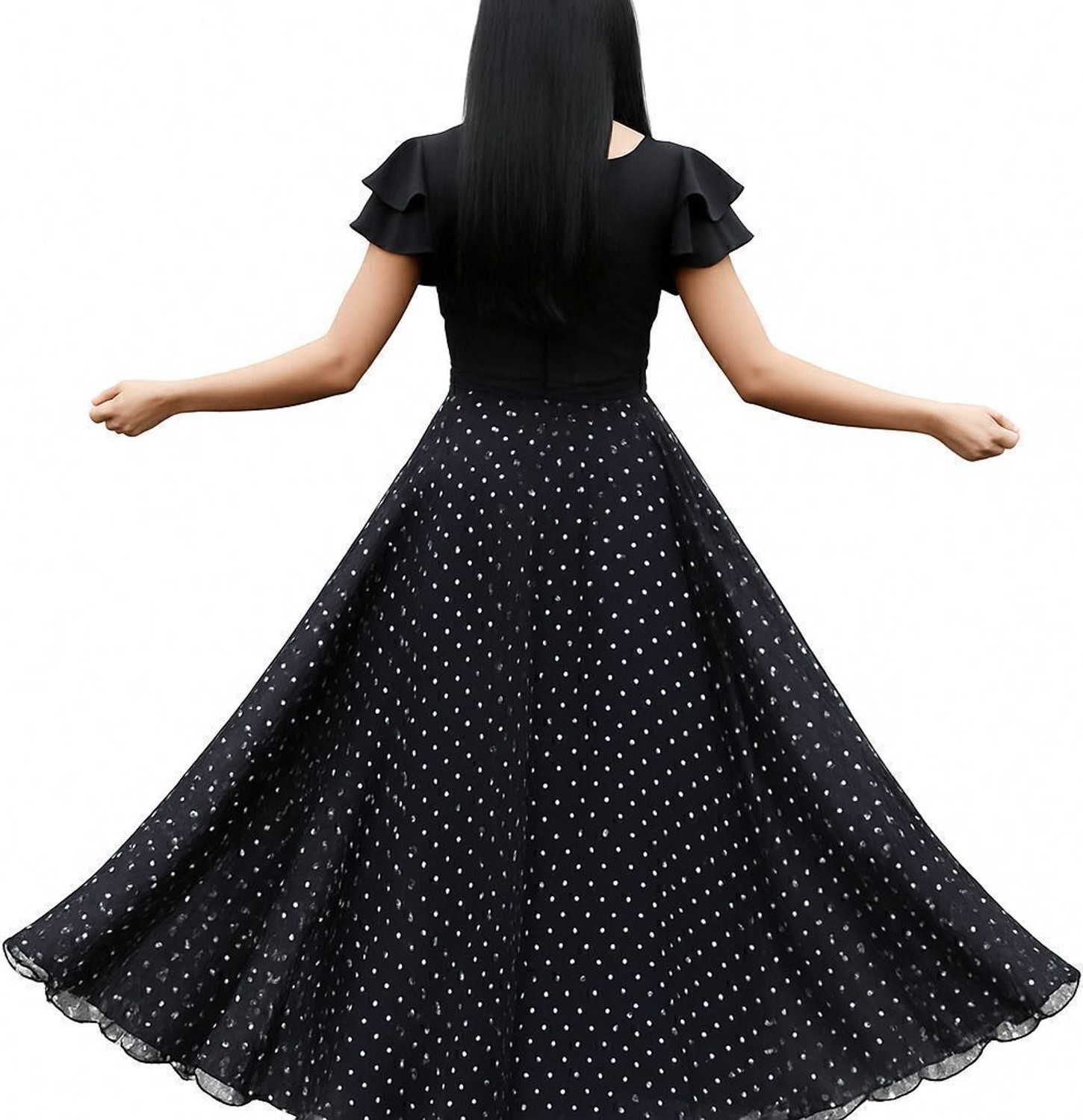 Image of NIHANT ENTERPRISE Polka Print Stitched Lehenga & Crop Top